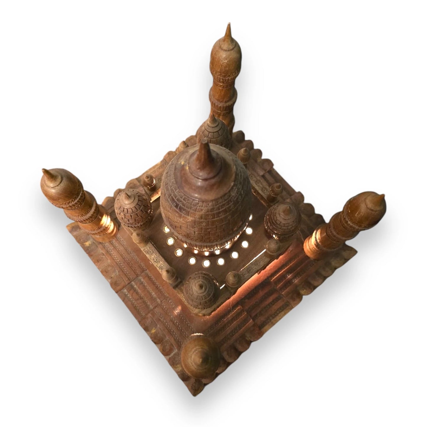 Vintage 1980s Wooden Taj Mahal Light Up Model