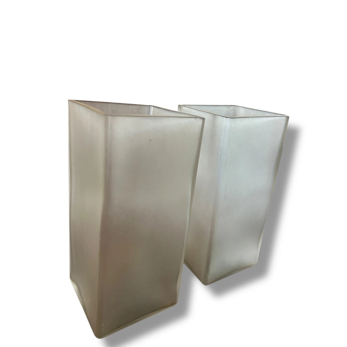 Vintage Pair of Ice Cube Ikea Grono Frosted Glass Table Lamps