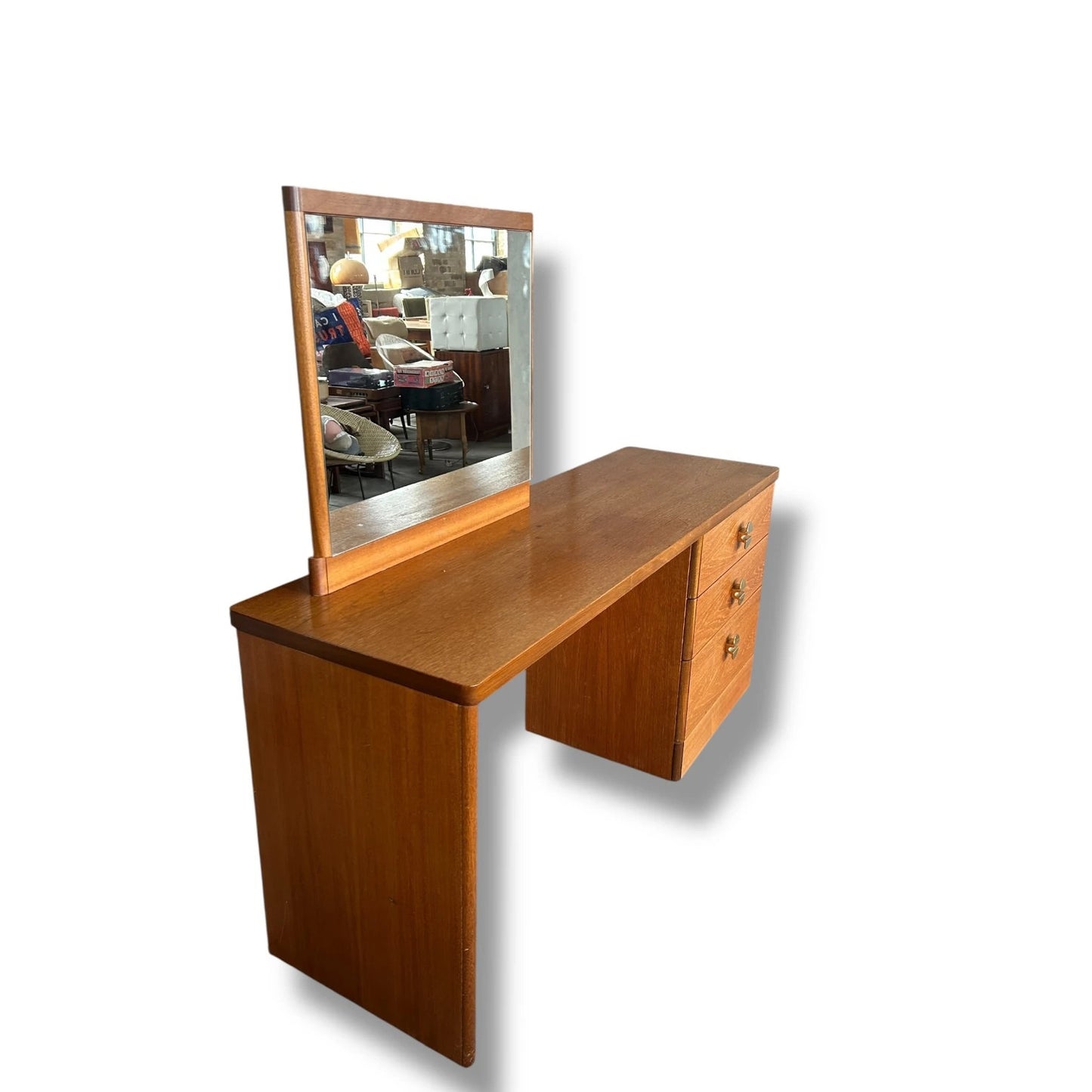 Vintage Stag Dressing Table with Mirror | Mid Century Modern Desk with Drawers