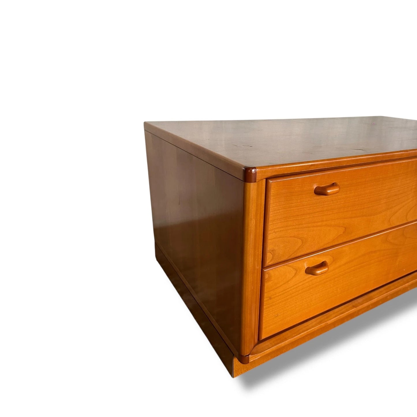 Vintage German Low Chest of Drawers – Mid Century Modern Teak Veneer 2-Drawer Cabinet