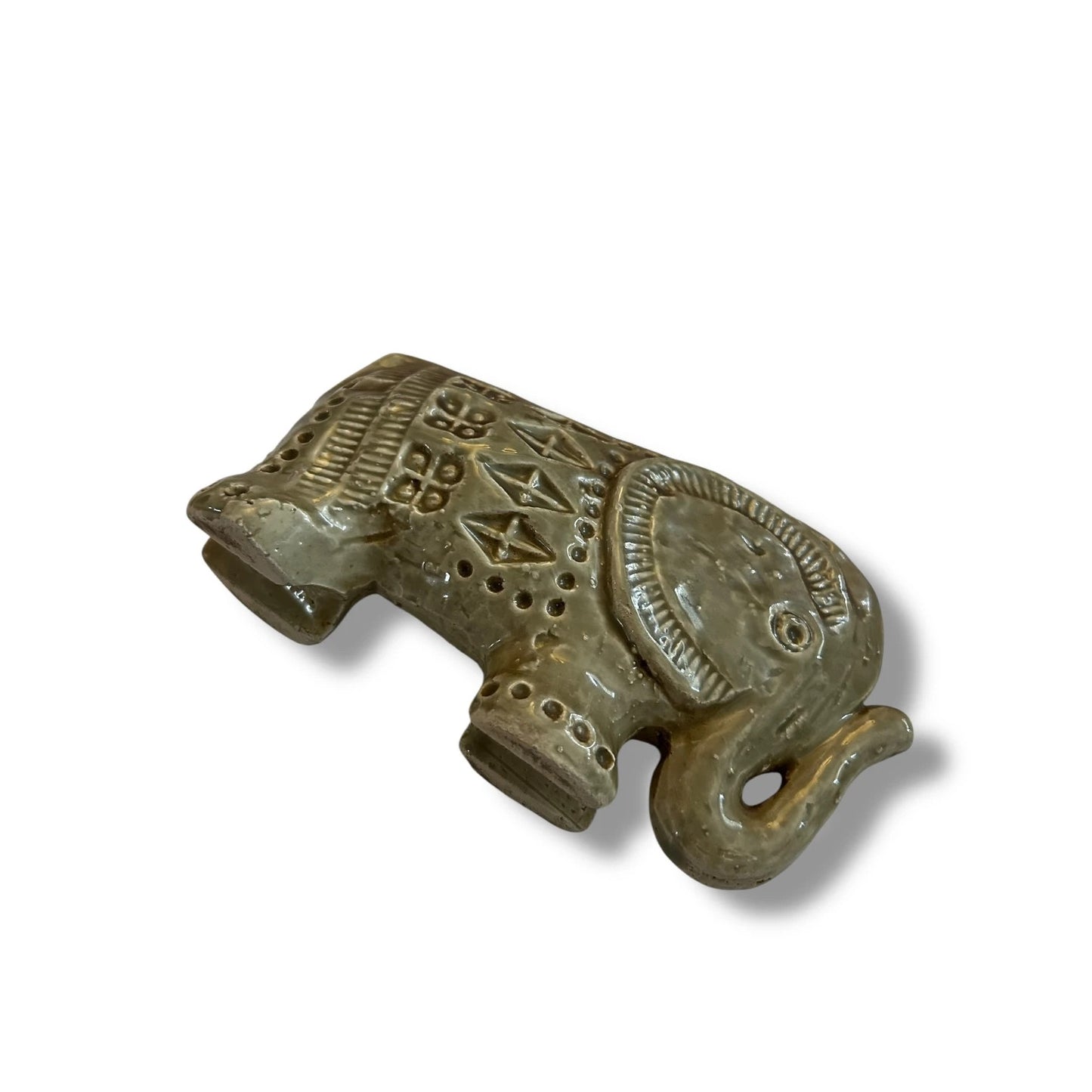 Aldo Londi Bitossi Rimini Pale Green Elephant | Mid Century Italian Ceramic Figurine