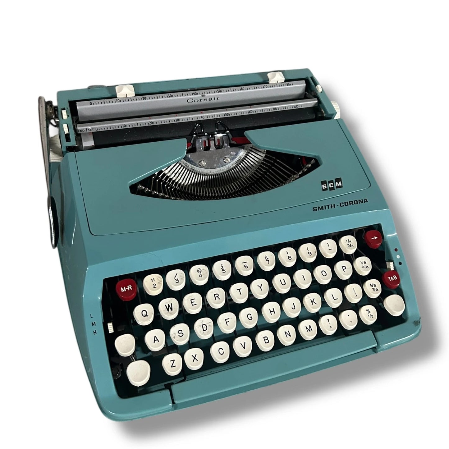 Mid Century Modern Smith Corona Blue Portable Typewriter