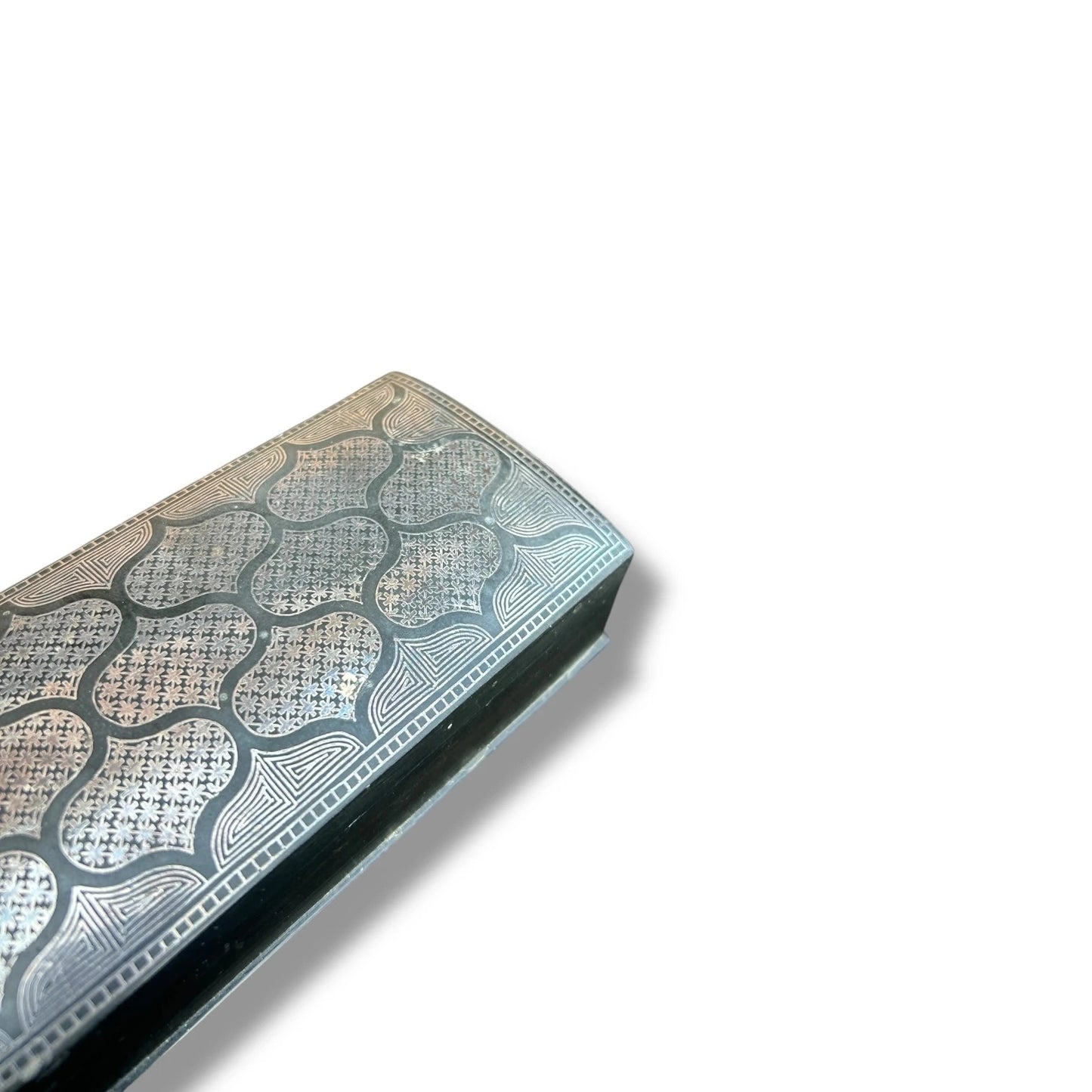 Vintage Middle Eastern Embossed Metal Box – Islamic Geometric Design Jewellery or Trinket Storage