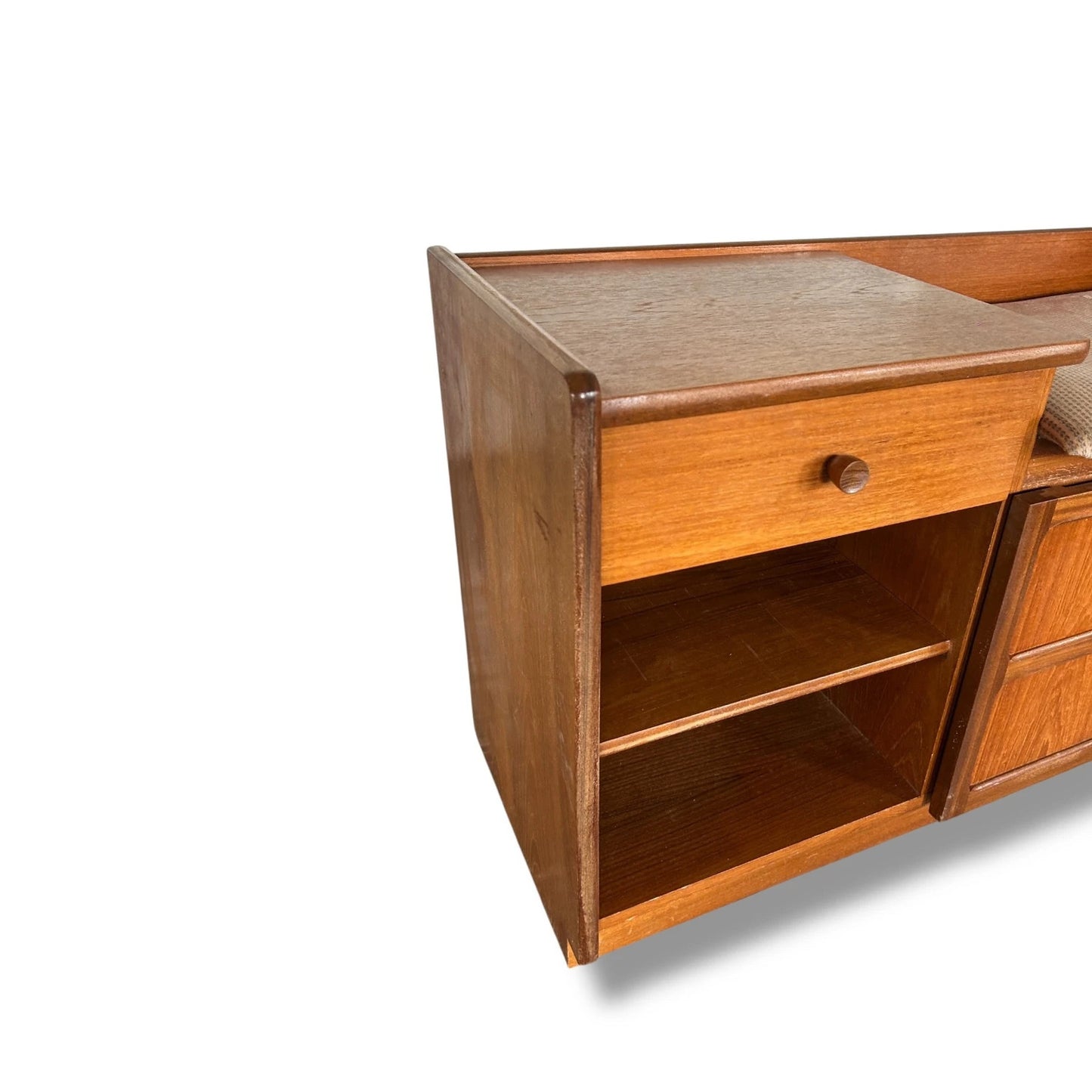 Mid Century Modern Teak and Fabric Nathan Telephone Table