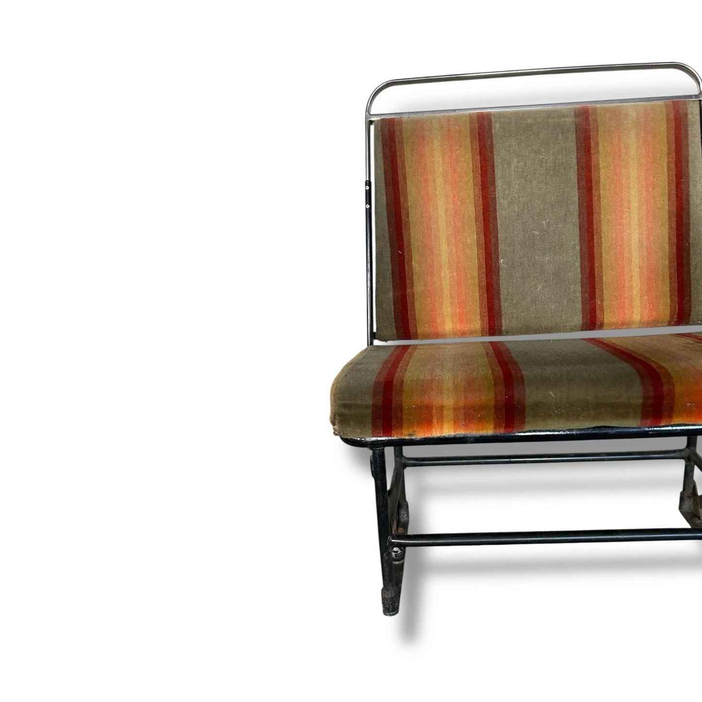 Vintage Bus Seat – Industrial Retro Two-Seater Bench with Striped Upholstery