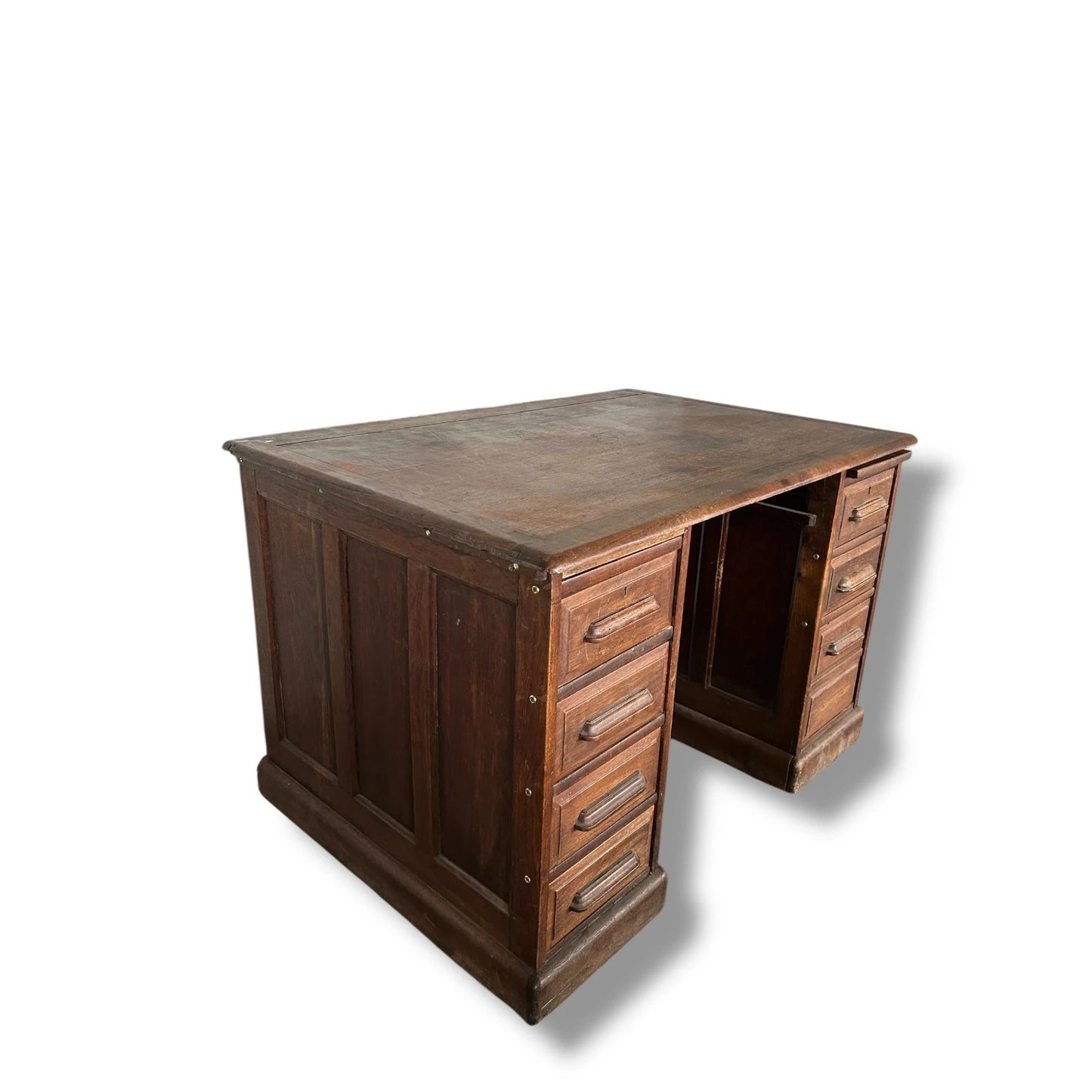 1930s Oak Double Pedestal Banker’s Desk – Vintage Solid Wood Writing Desk