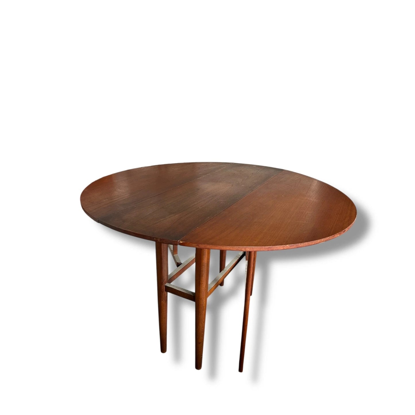 Mid Century Drop Leaf Dining Table | Vintage Teak Round Extendable Table