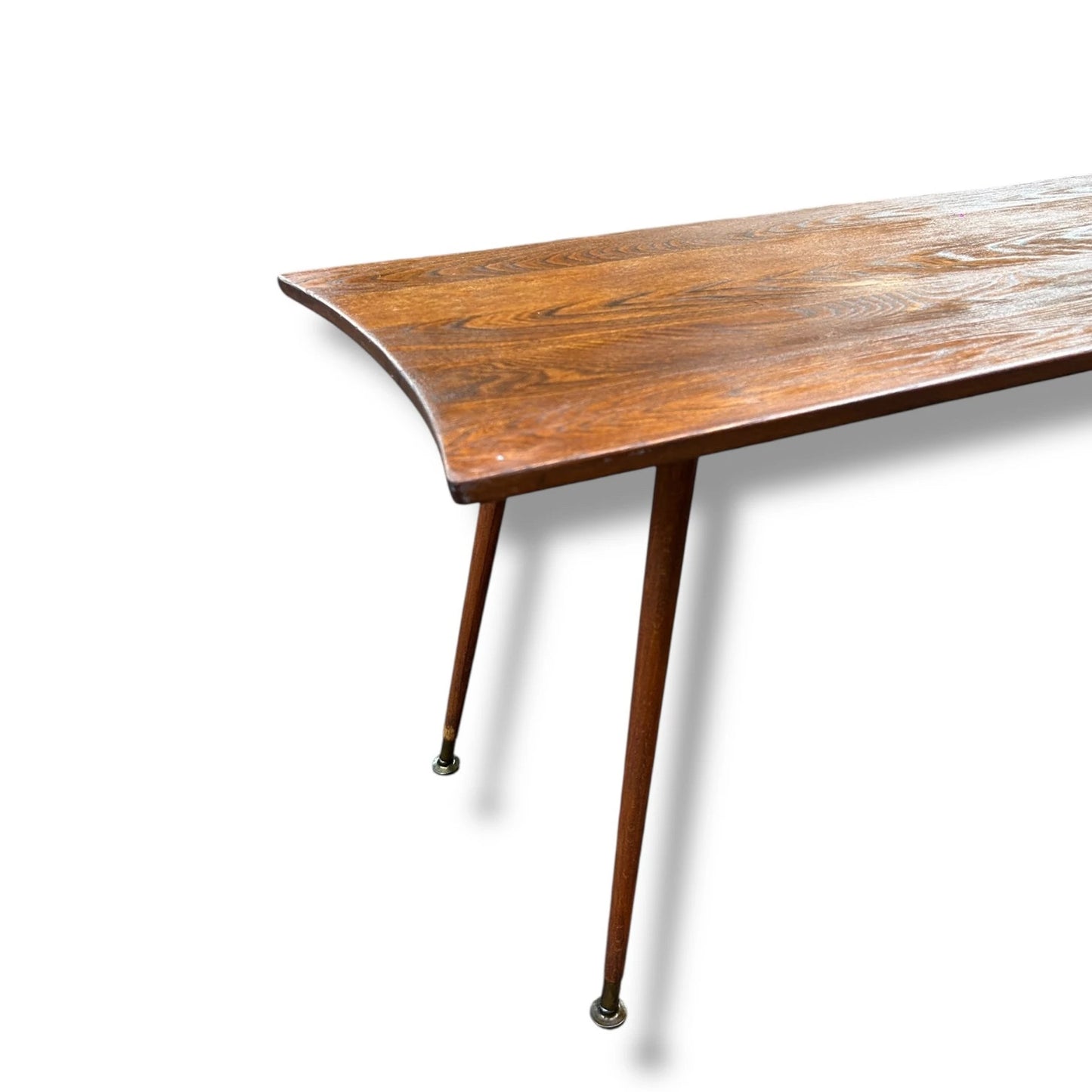 Mid Century Modern Danish Surfboard Teak Coffee Table