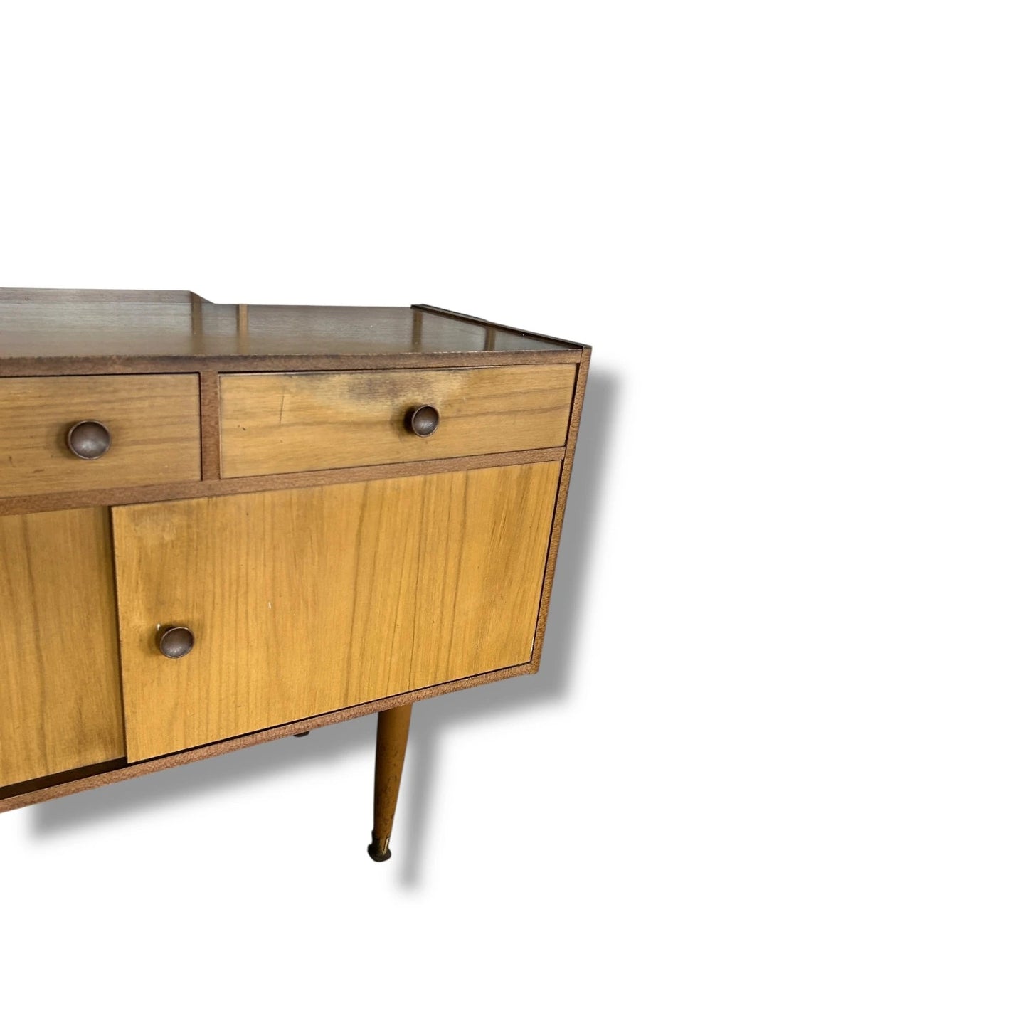 Mid Century Sideboard | Vintage Teak Credenza with Drawers & Cupboards