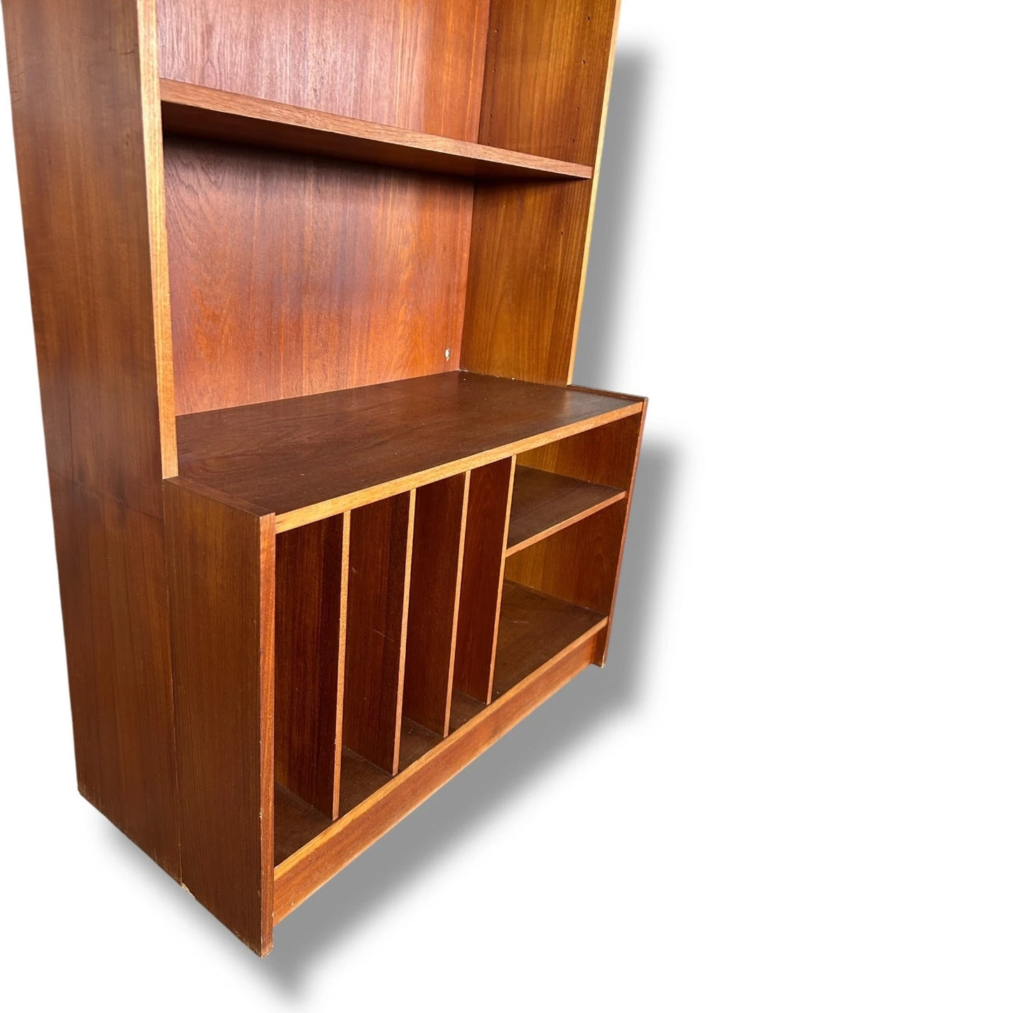 Danish Rosewood Wall Unit | Mid Century Bookcase with Vinyl Storage