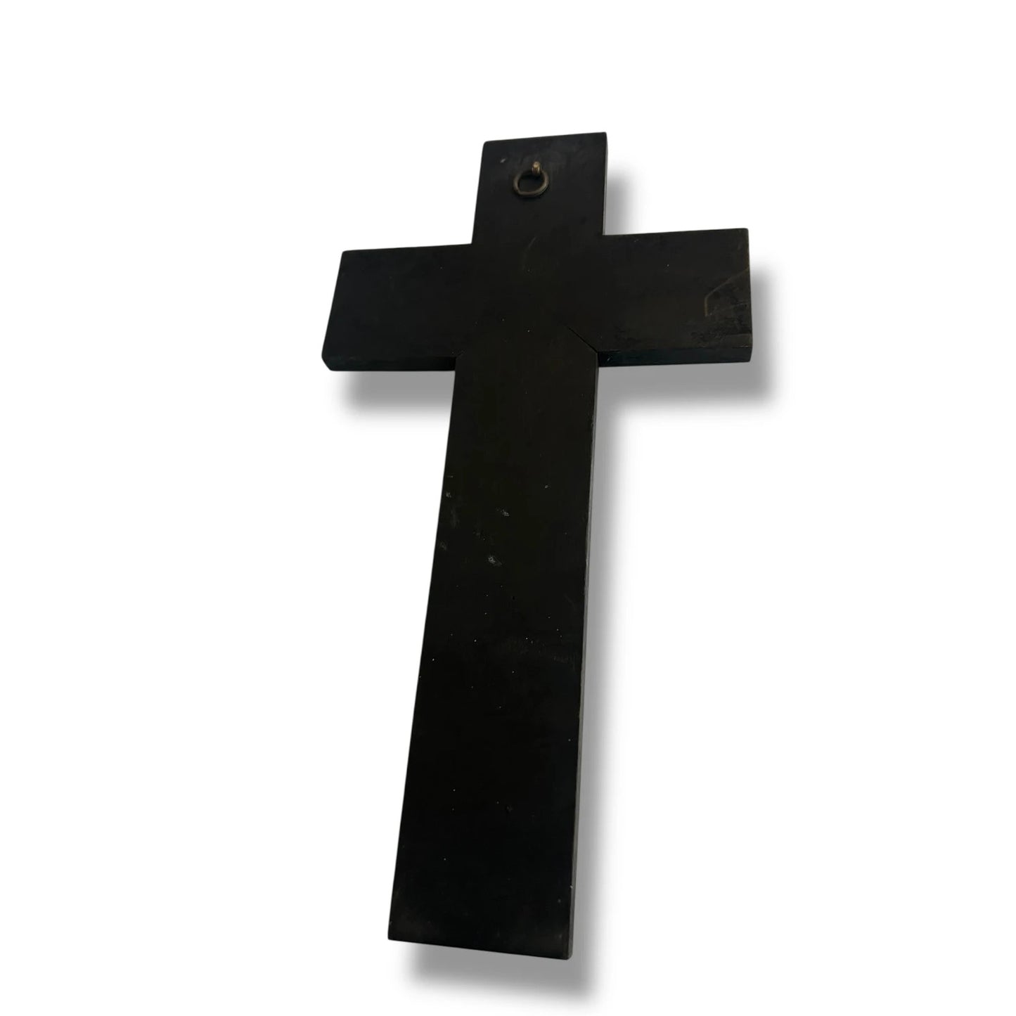 Vintage 1960s Wooden Marquetry Jesus Christ Crucifix