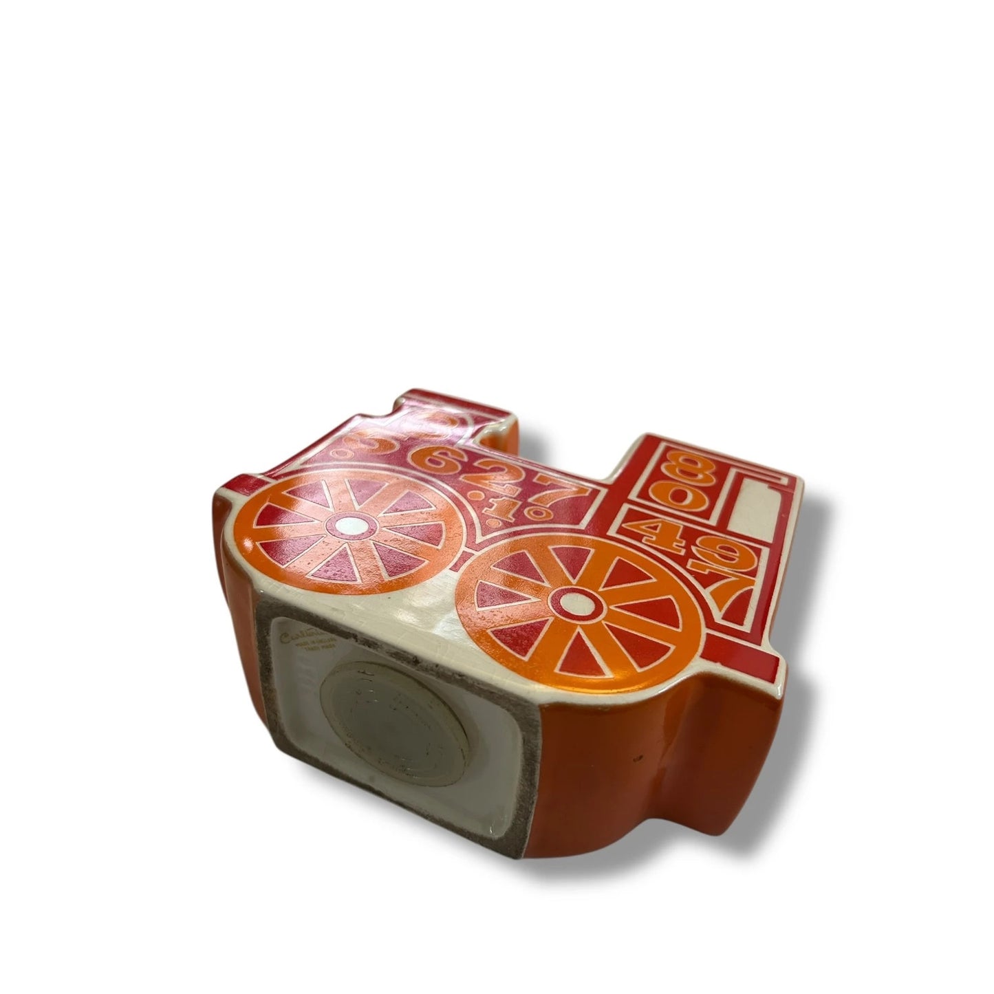 Vintage 1960s Carlton Ware Orange Ceramic Train Money Box | Mid Century Piggy Bank