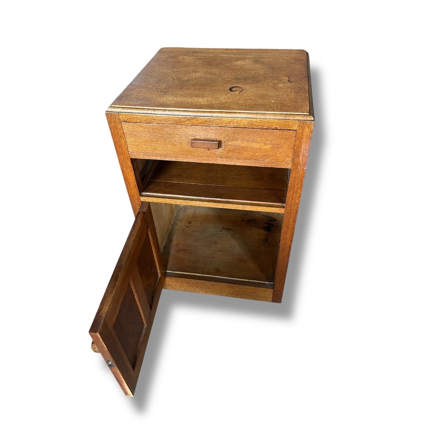 Vintage Oak Bedside Cupboard | Mid Century Nightstand with Drawer & Cabinet