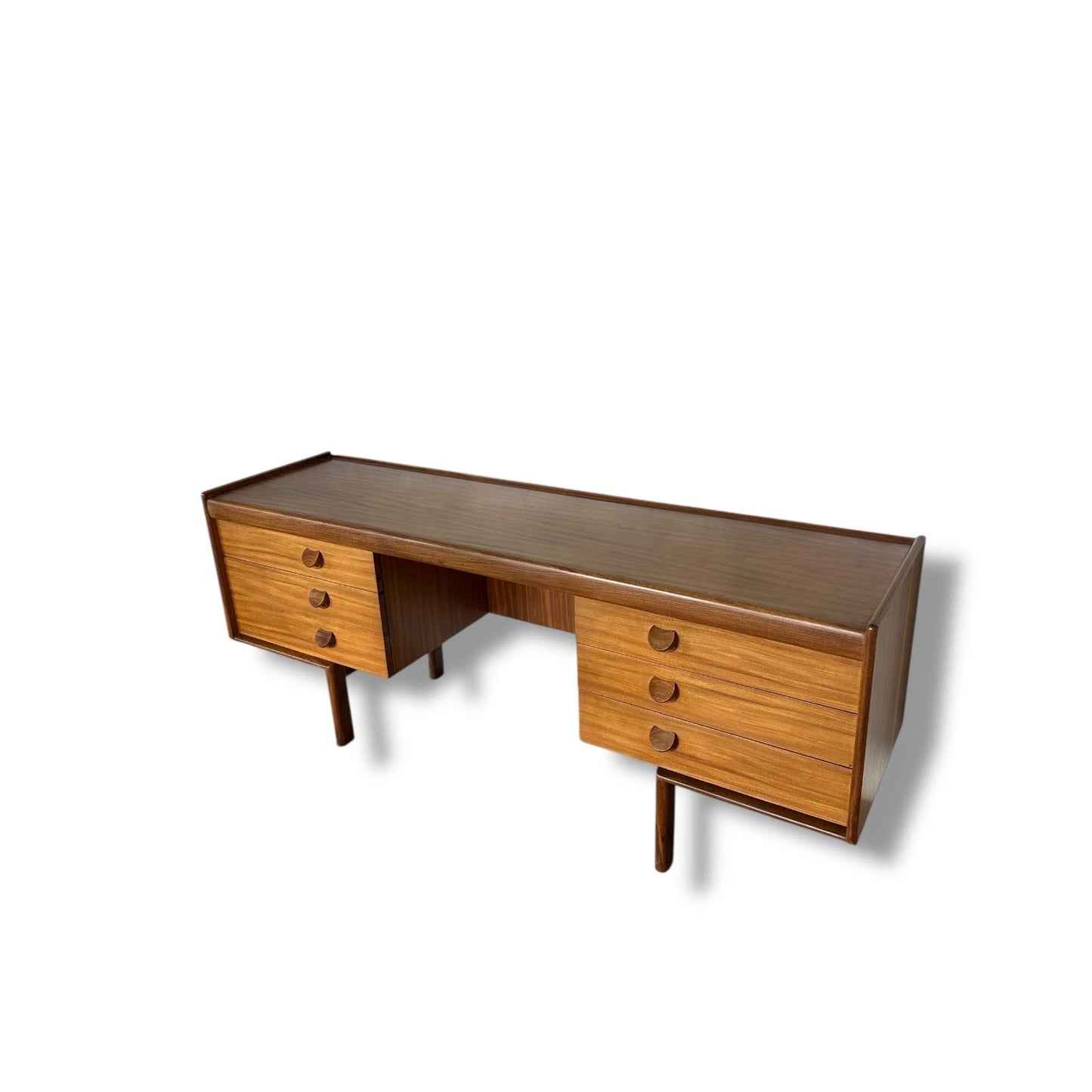 Mid Century Modern White & Newton Teak Desk Sideboard | Vintage 1960s Compact Writing Bureau
