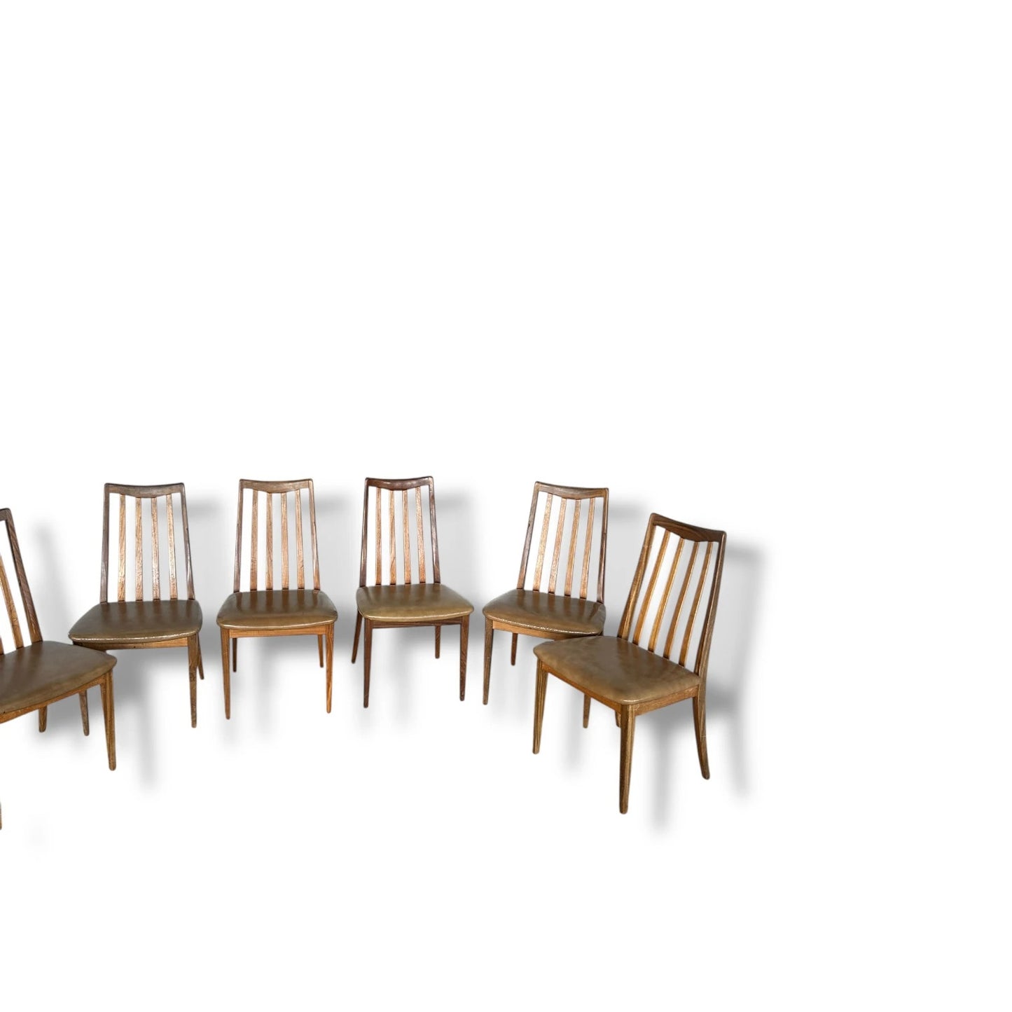 Vintage Mid-Century Modern G Plan Teak Dining Chairs – Set of 6, Yellow Vinyl Upholstery
