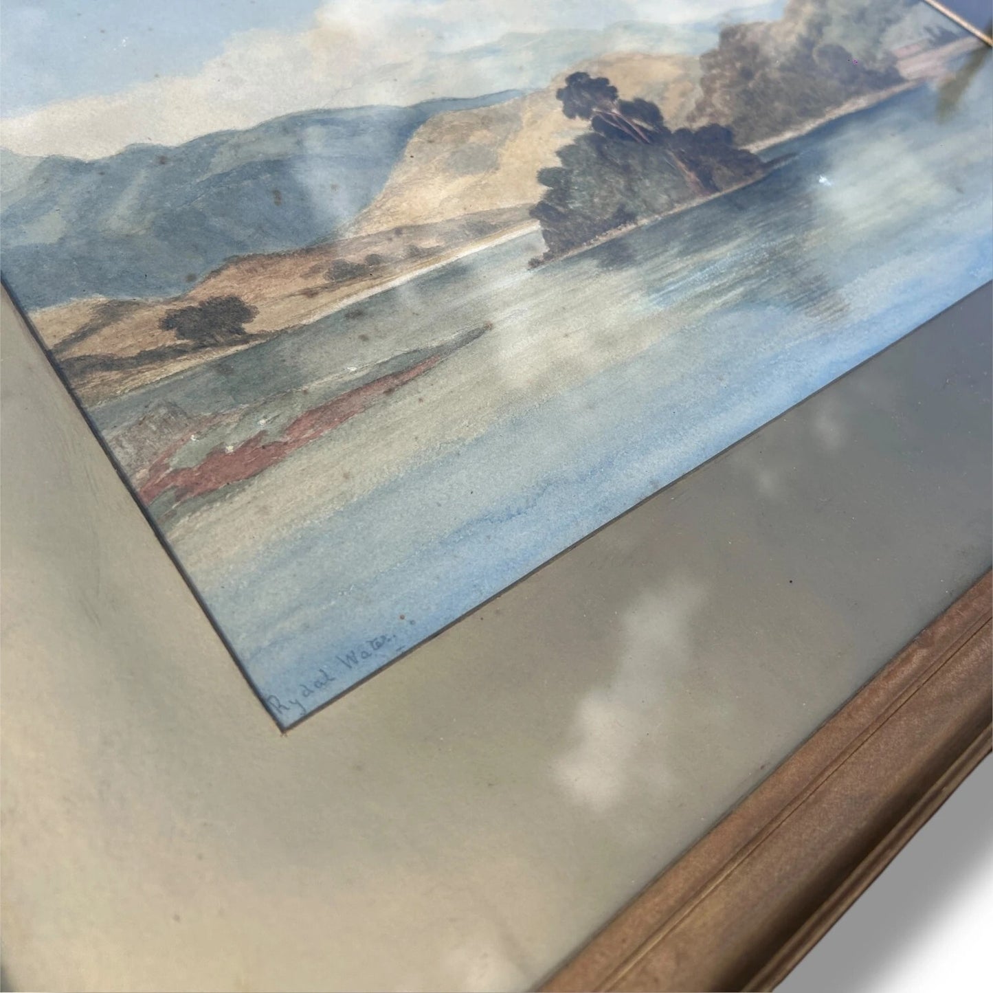Antique Landscape Painting of Rydal Water Lake District