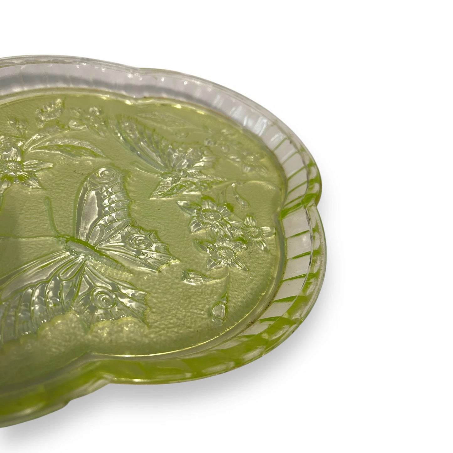 Vintage 1930s Uranium Goass Butterfly Vanity Tray
