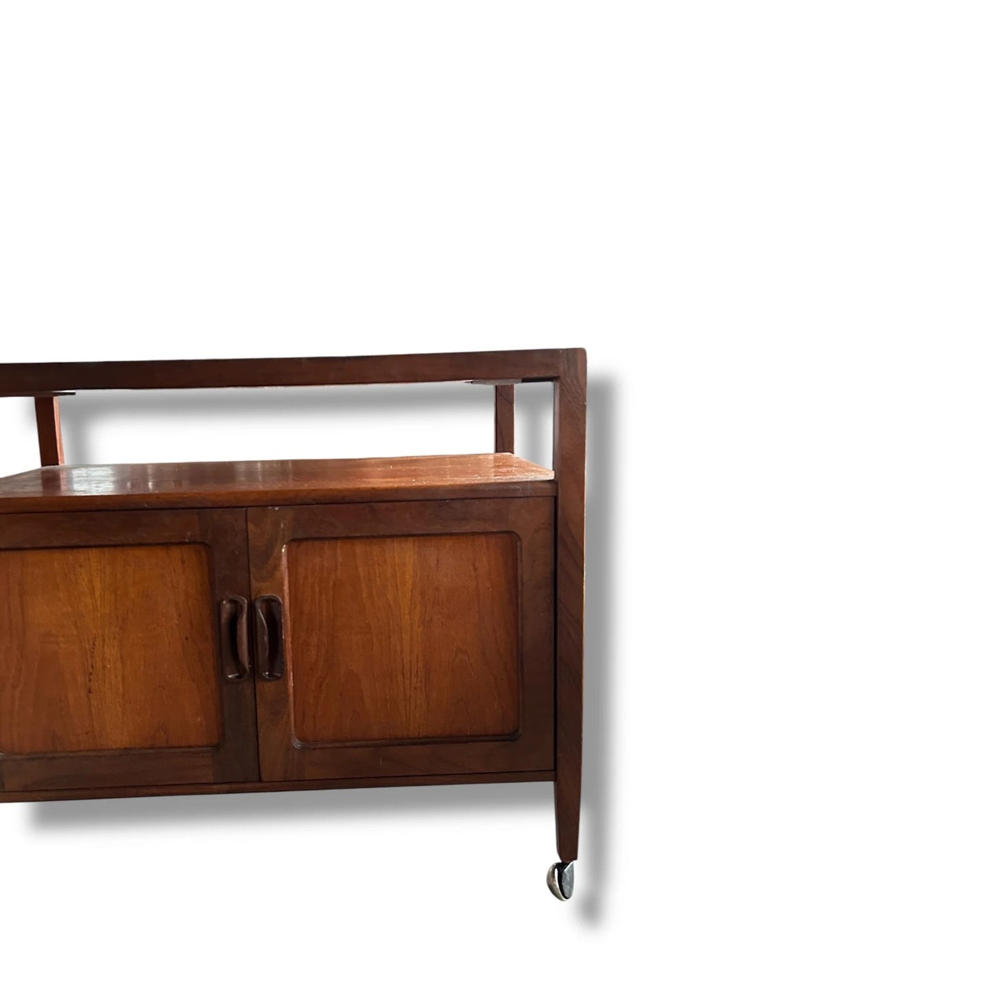 Mid Century G Plan Drinks Cabinet Trolley – Vintage Bar Cart with Black Sliding Top