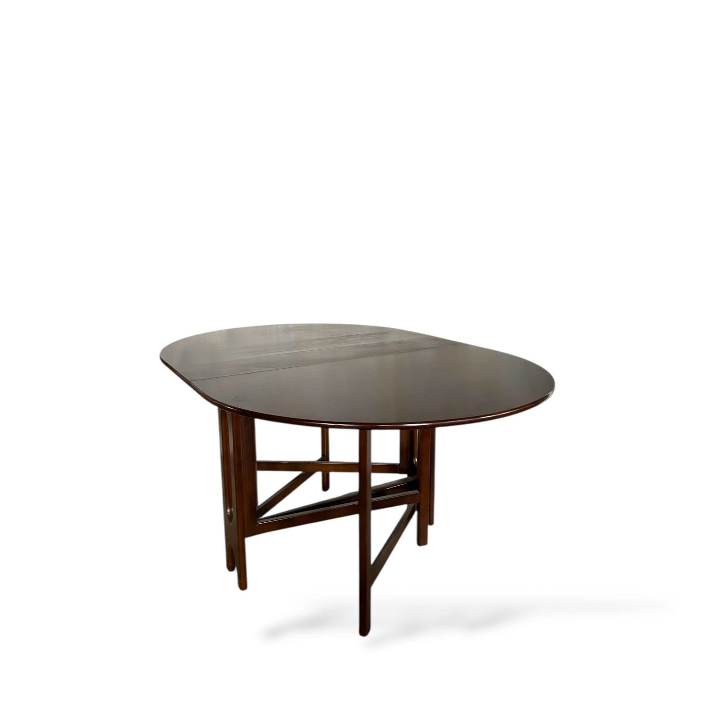 Vintage McIntosh Dark Wood Oval Drop Leaf Dining Table, Mid-Century Modern Extendable Table