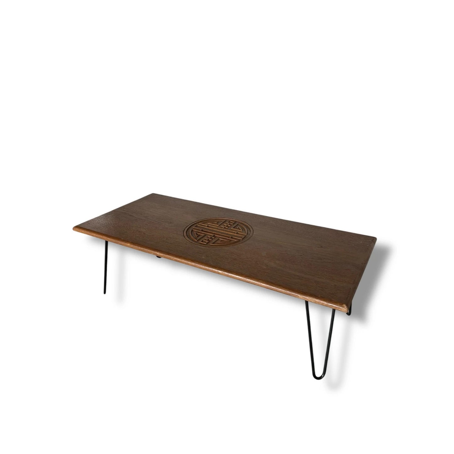 Mid Century Modern Indonesian Teak Table with Hairpin Legs
