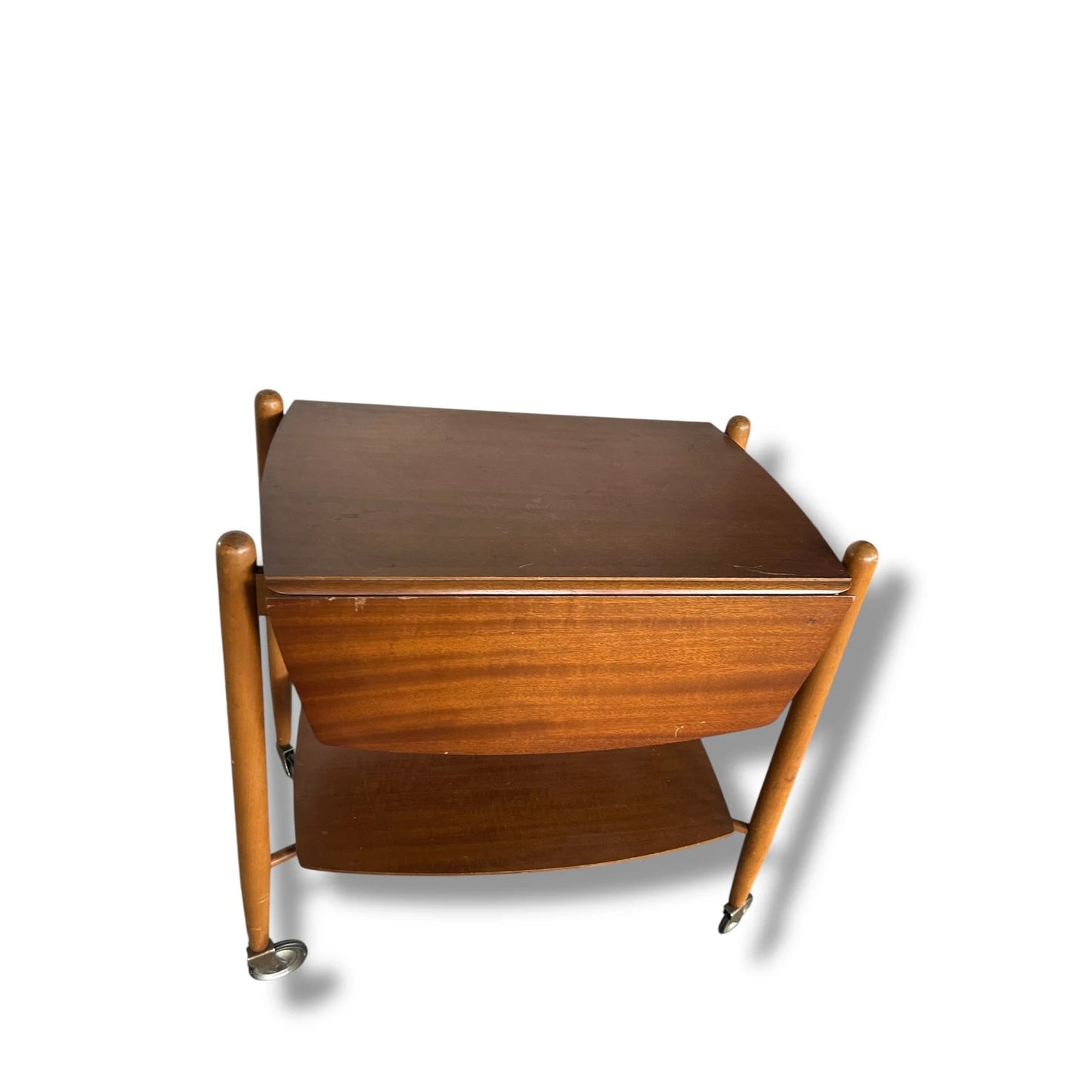 Mid Century Modern Vanson Drop-Leaf Teak Drinks Trolley
