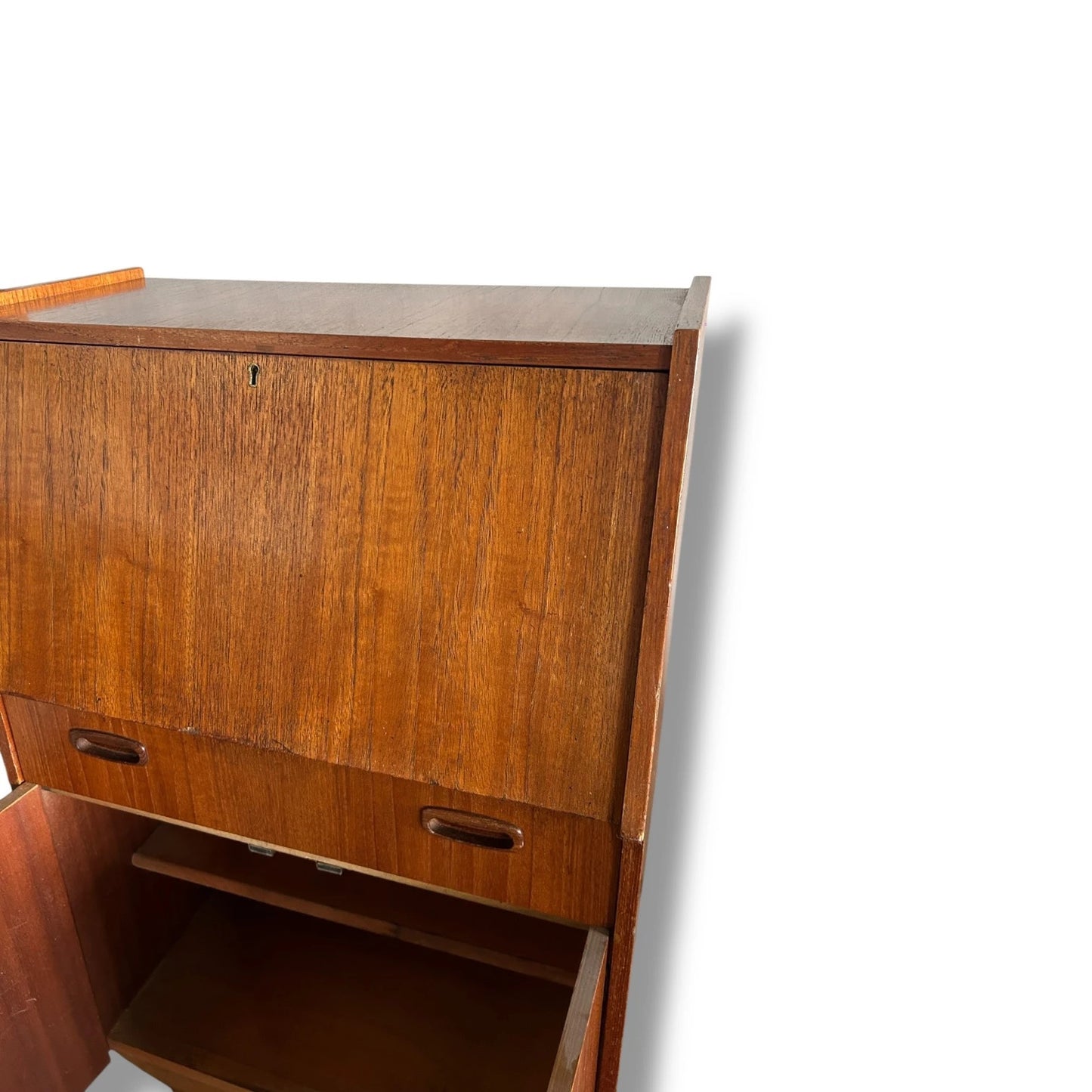 Mid Century Bureau | Vintage Teak Writing Desk Drinks Cabinet