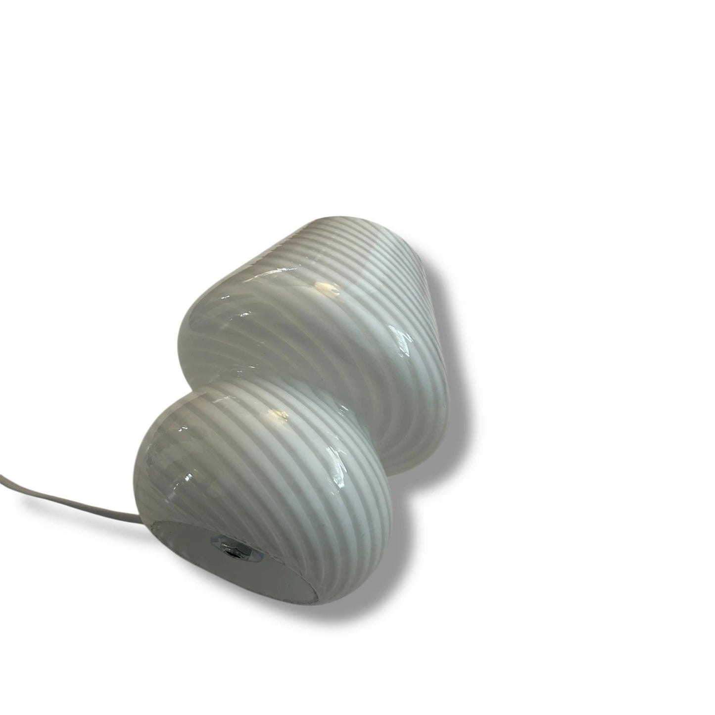 Mid Century Modern Murano Swirl White Mushroom Glass Table Lamp