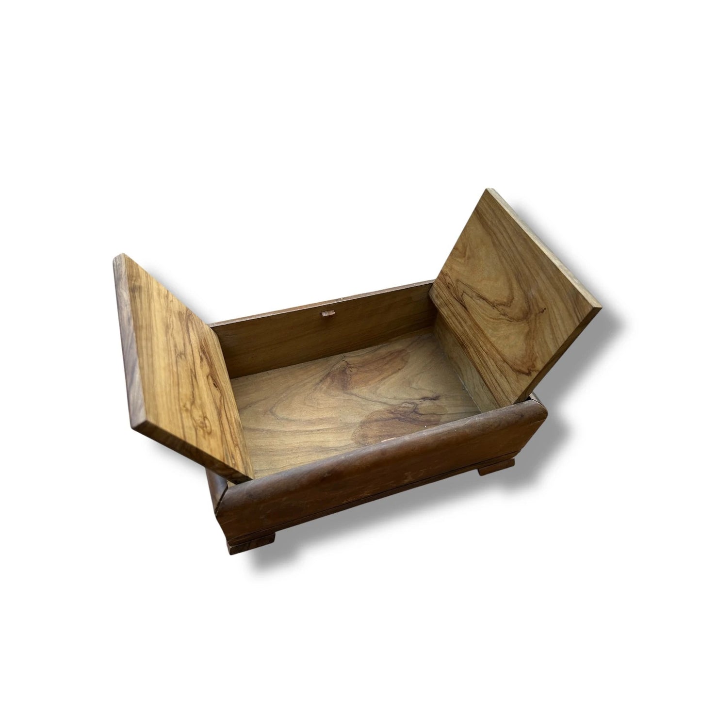 Vintage Hand Carved Wooden Double Lidded Box – Rustic Folk Art Trinket Storage