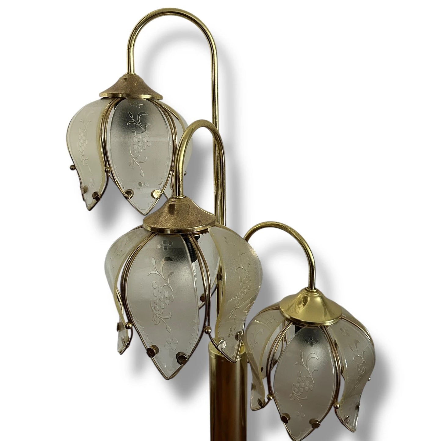 Vintage Hollywood Regency Brass Lotus Flower Table Lamp