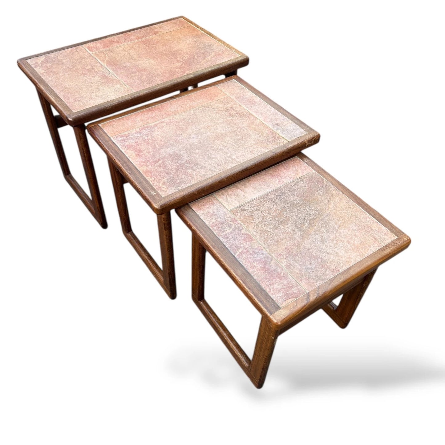 Danish Mid-Century Tiled Nesting Tables – Set of Three