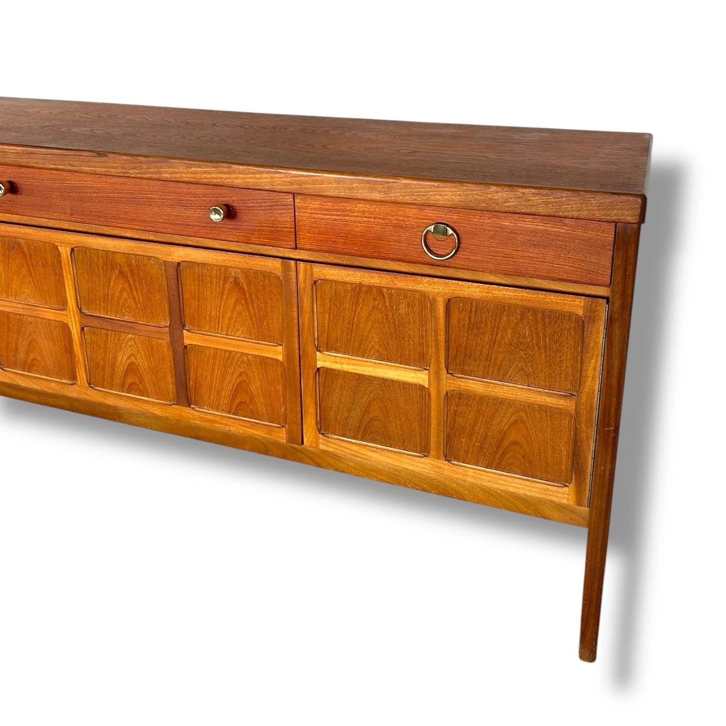 Mid Century Modern Nathan Squares Teak Sideboard Credenza Buffet