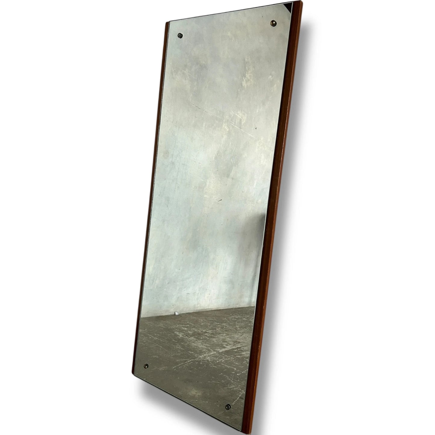 Mid Century Danish Teak Wall Mirror – Long Rectangular Vintage Mirror