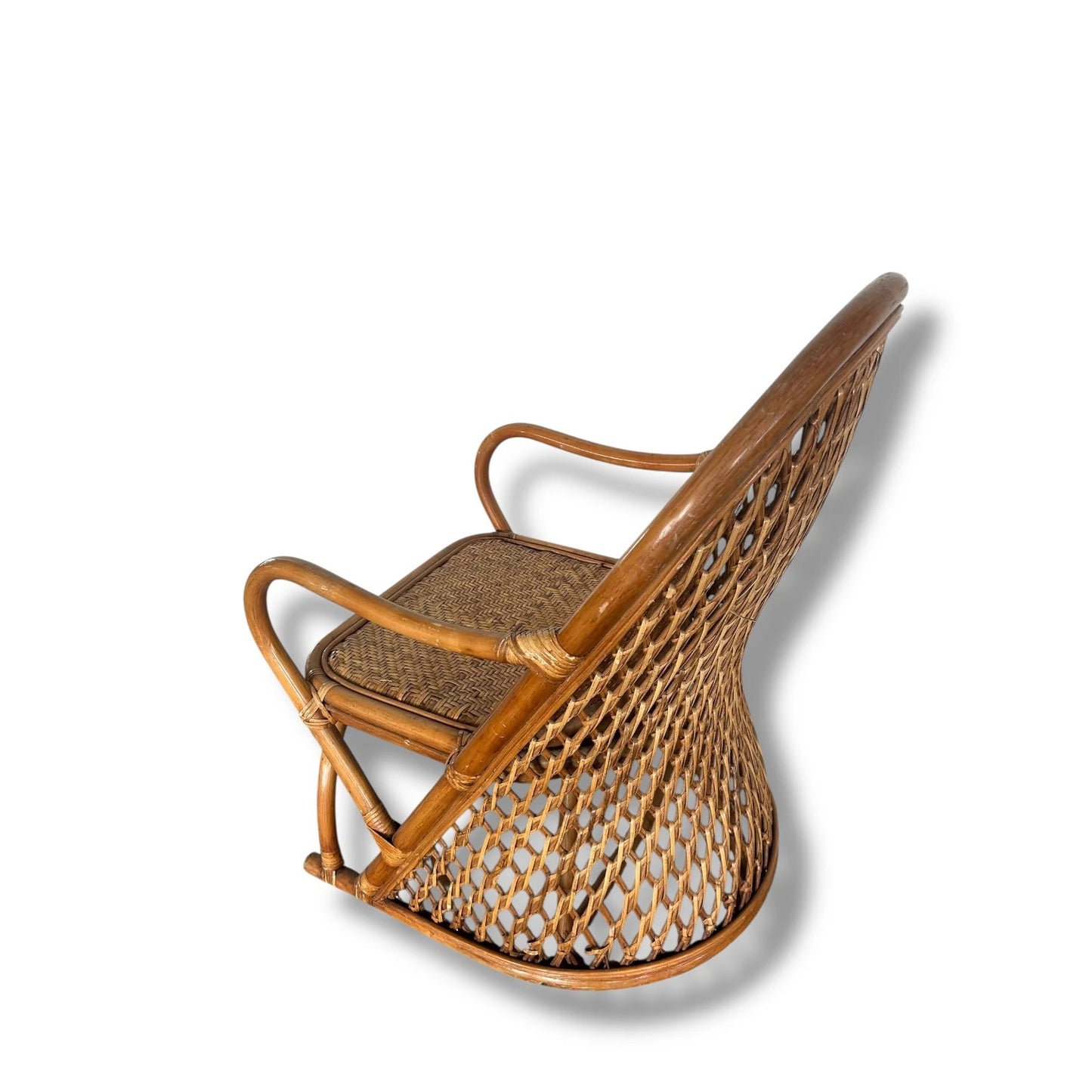 Mid Century Modern Bamboo and Rattan Farmhouse Lounge Armchair