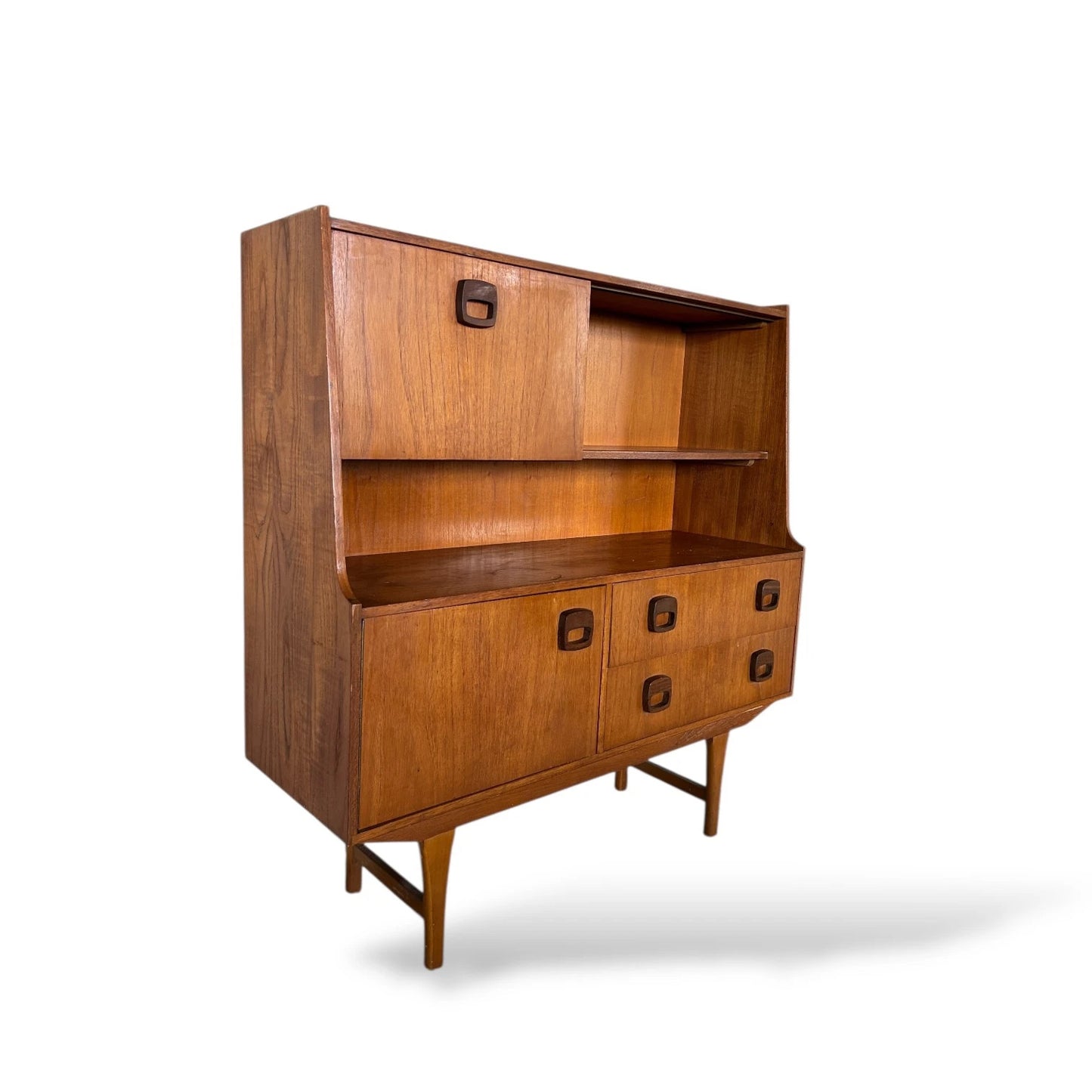 Mid Century Danish Highboard Cocktail Cabinet – Teak Sideboard Drinks Cabinet with Storage