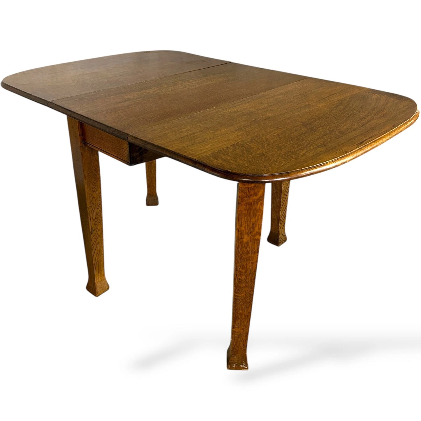 1920s Solid Oak “Gateless” Drop-Leaf Dining Table
