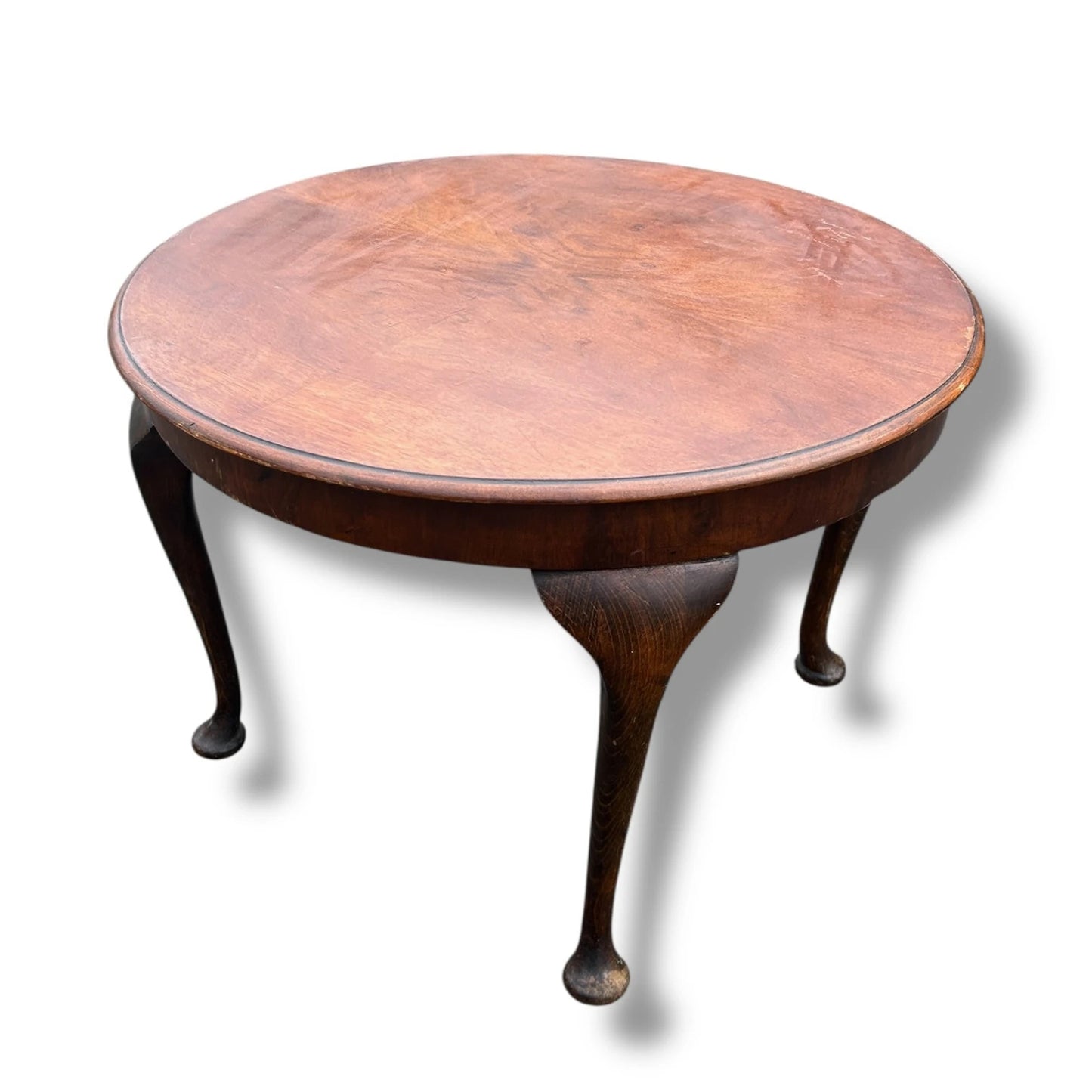 Mid Century Modern Round Walnut Veneer Coffee Table