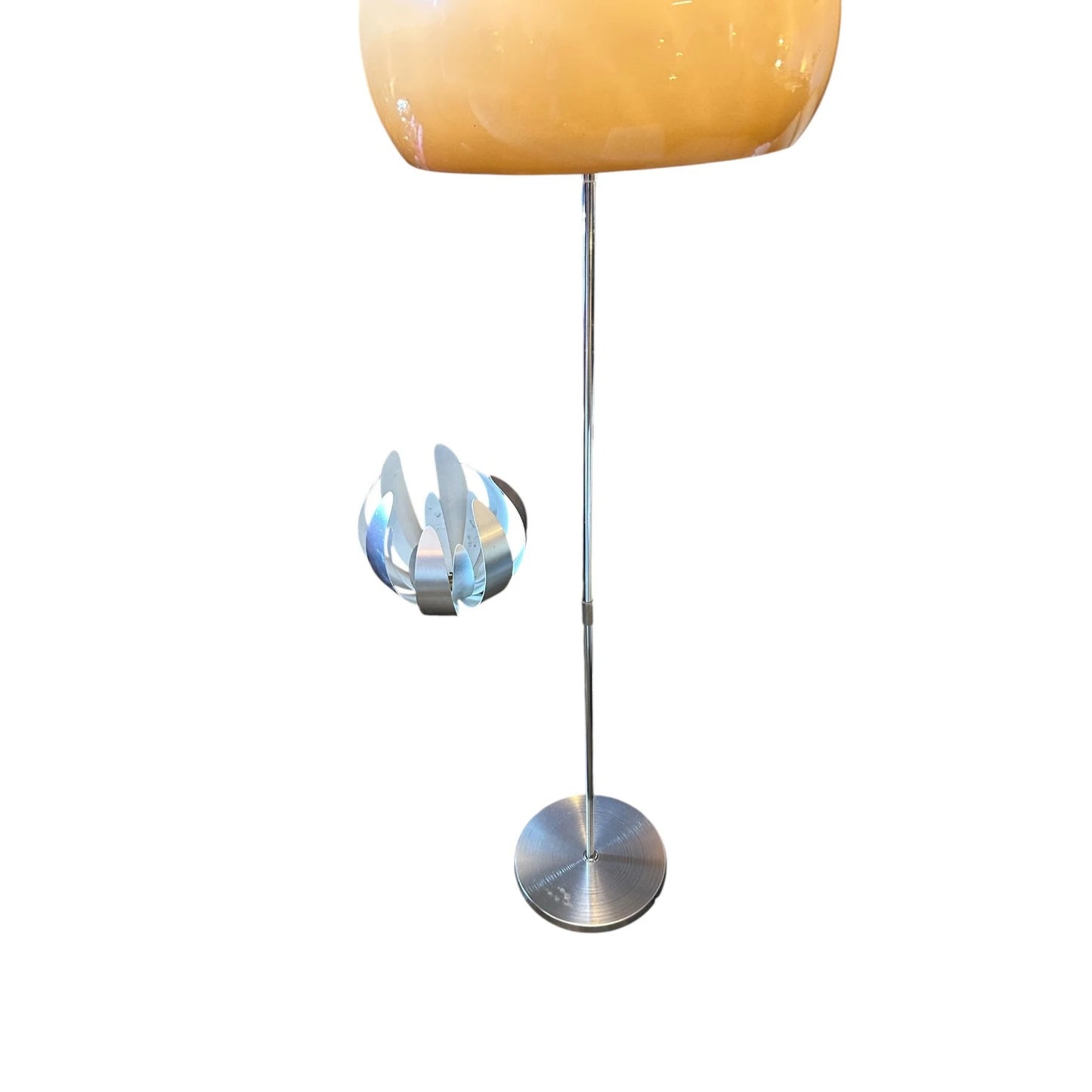 Mid Century Guzzini Mushroom Floor Lamp | Fibreglass & Chrome Vintage Lighting
