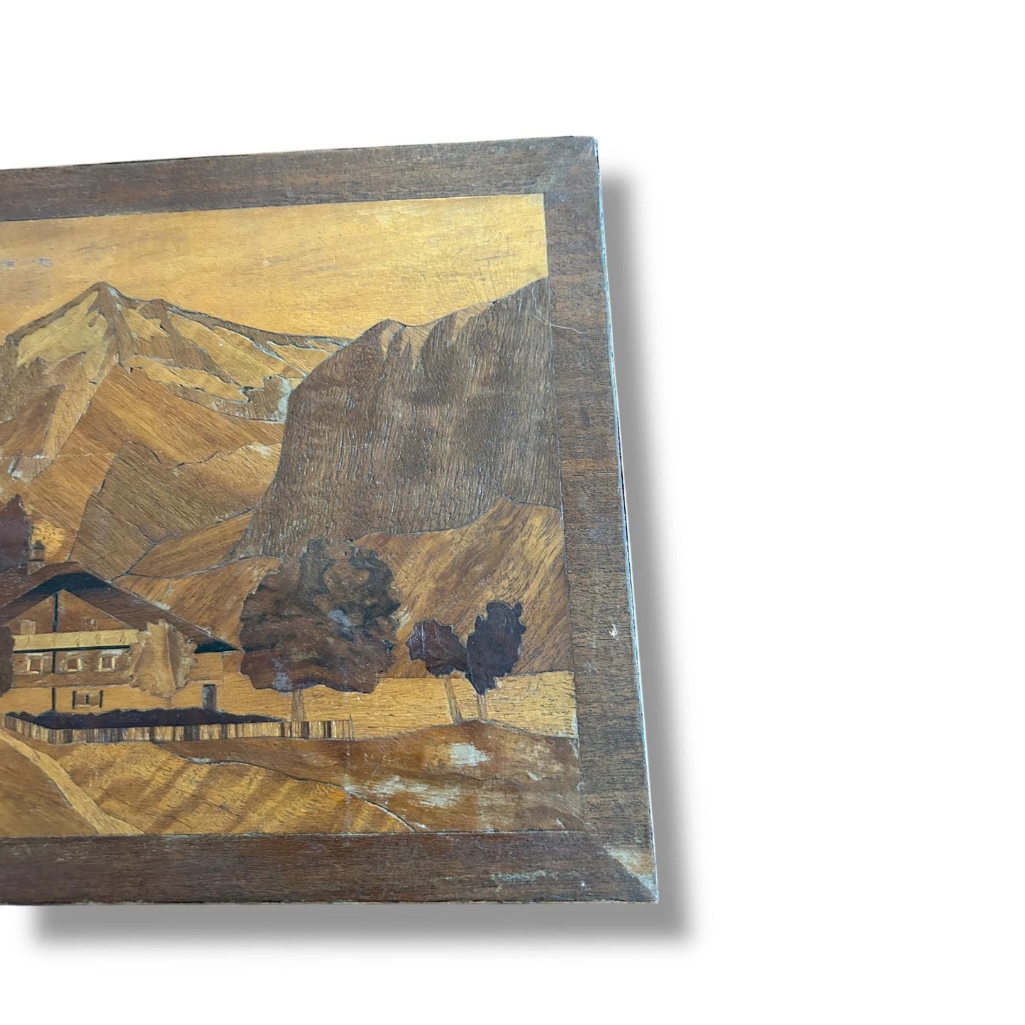 Mid Century Modern Carved Wood Marquetry Picture Panel
