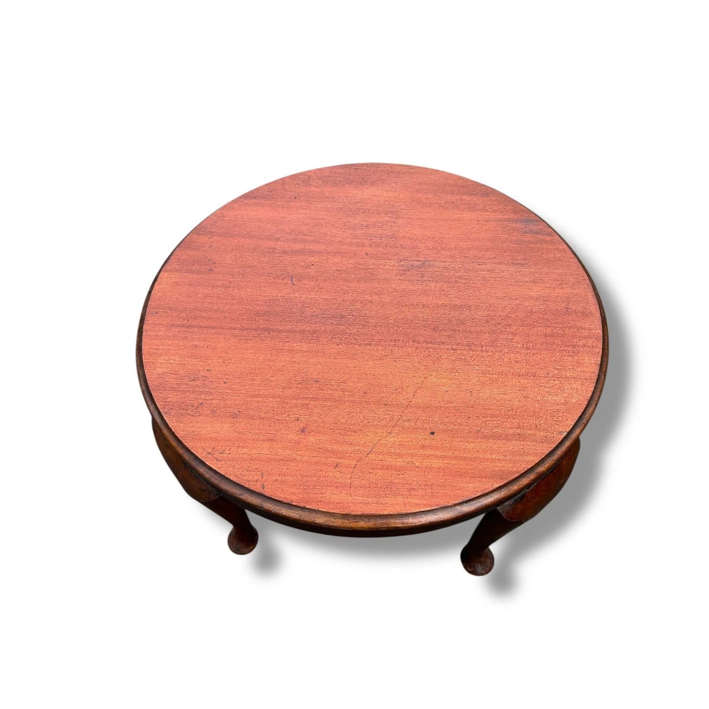 Vintage Queen Anne Style Round Coffee Table – Mahogany Cabriole Leg Low Table