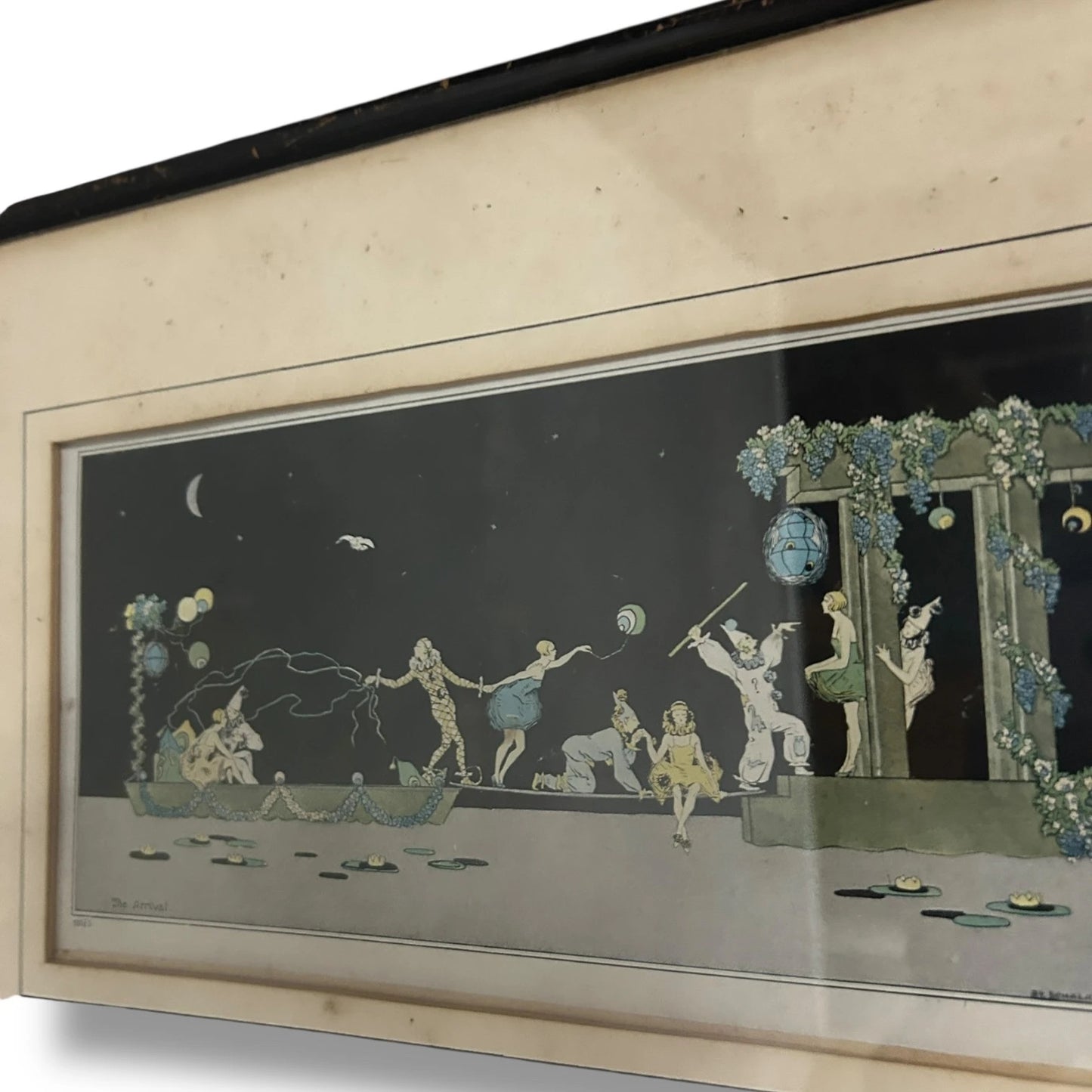 Vintage Art Deco Paper Dancing The Arrival Framed Artwork