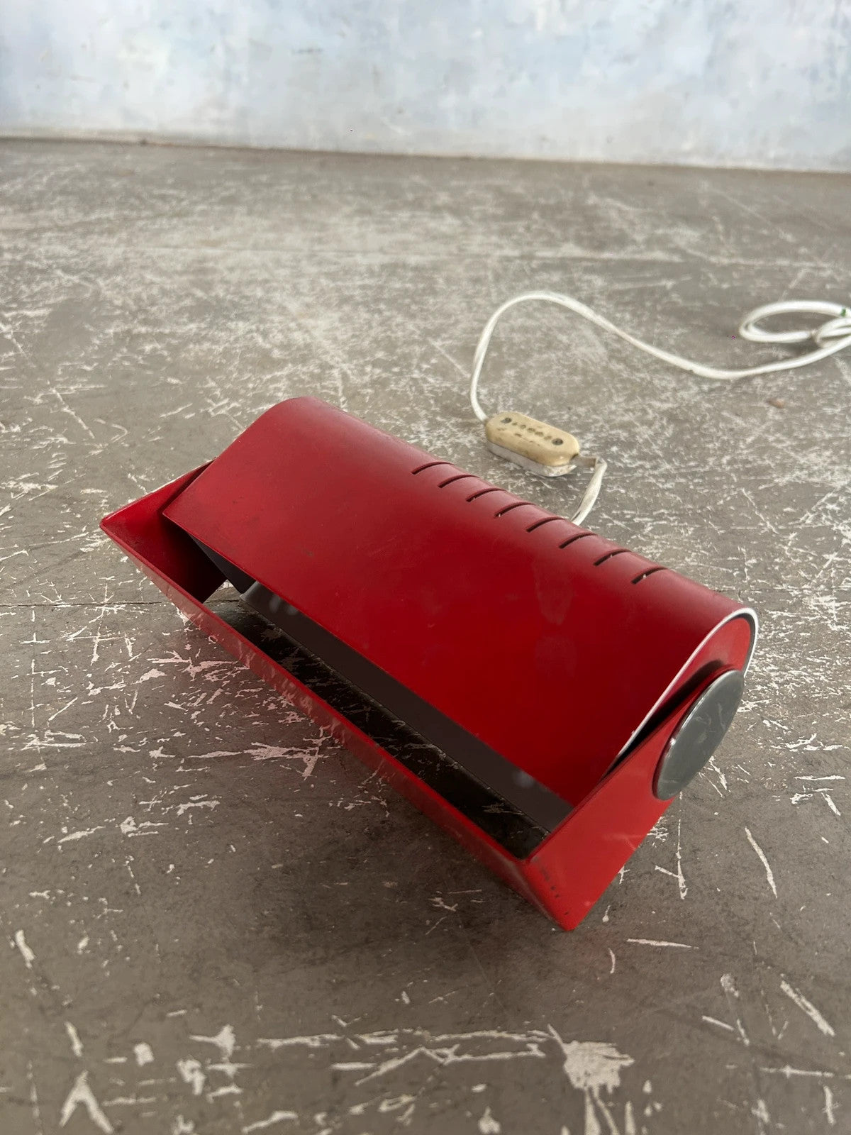 Mid Century Modern Red Metal German Folding Table Lamp