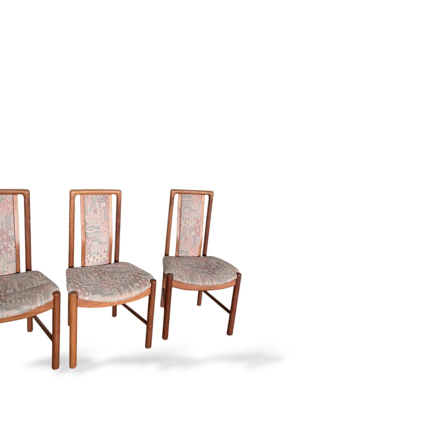 Set of Four Skovby Danish Dining Chairs | Solid Teak Frames with Original Paisley