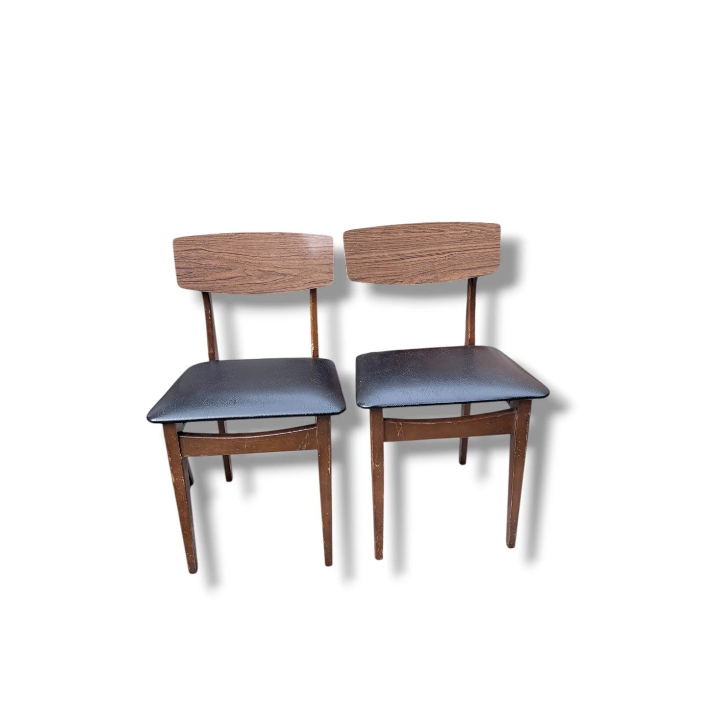 Set of 3 Mid Century Dining Chairs by Legate | Vintage Formica & Black Vinyl Chairs