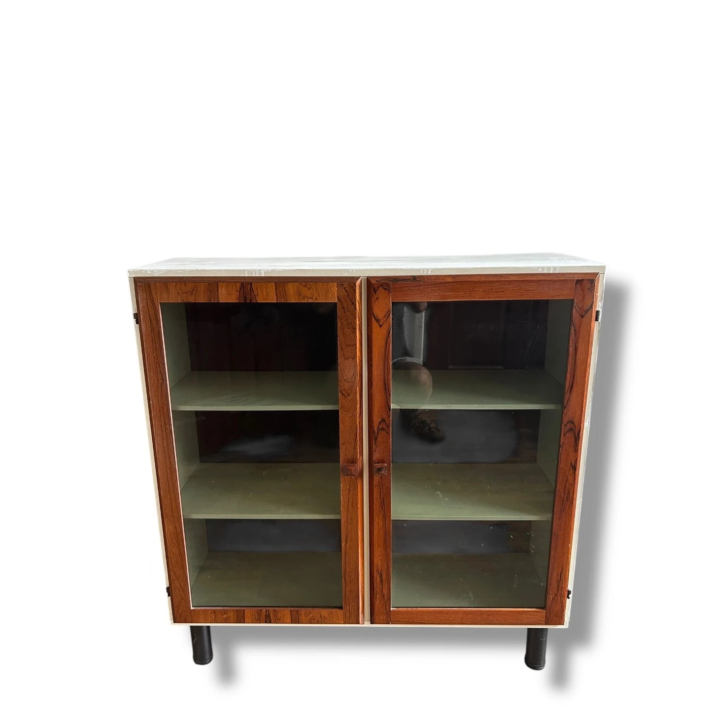 Mid Century Norwegian Rosewood & Space Age White Display Cabinet
