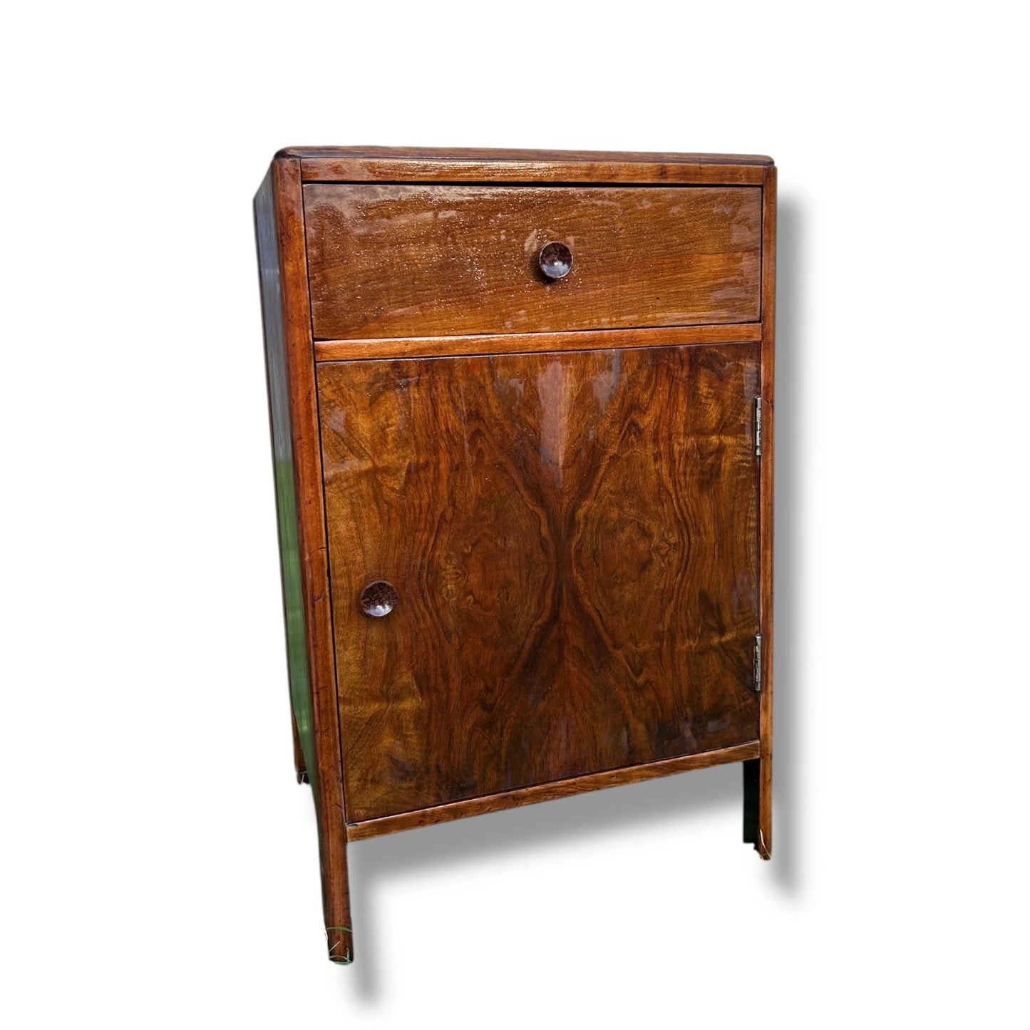 Vintage CC41 Art Deco Walnut Bedside Cabinet