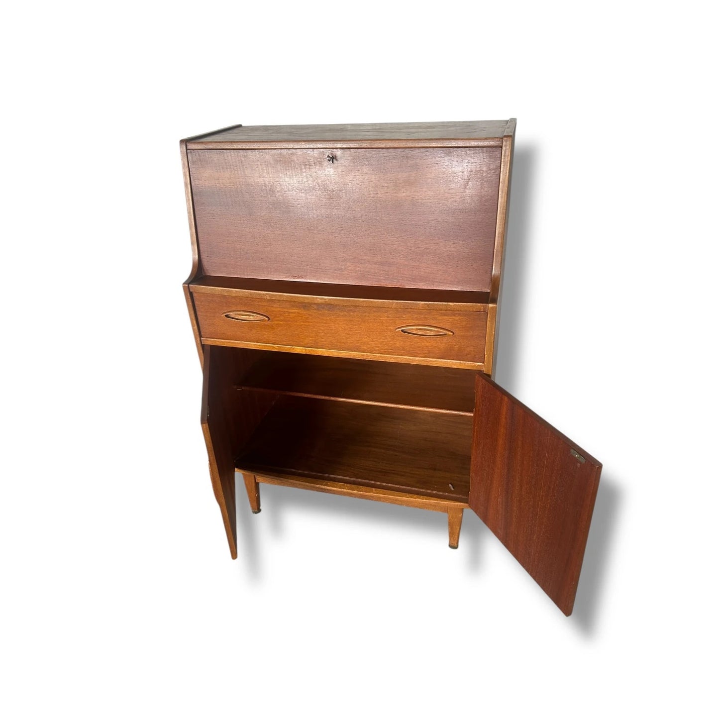 Mid Century Modern Jentique Teak Writing Desk Bureau Cabinet