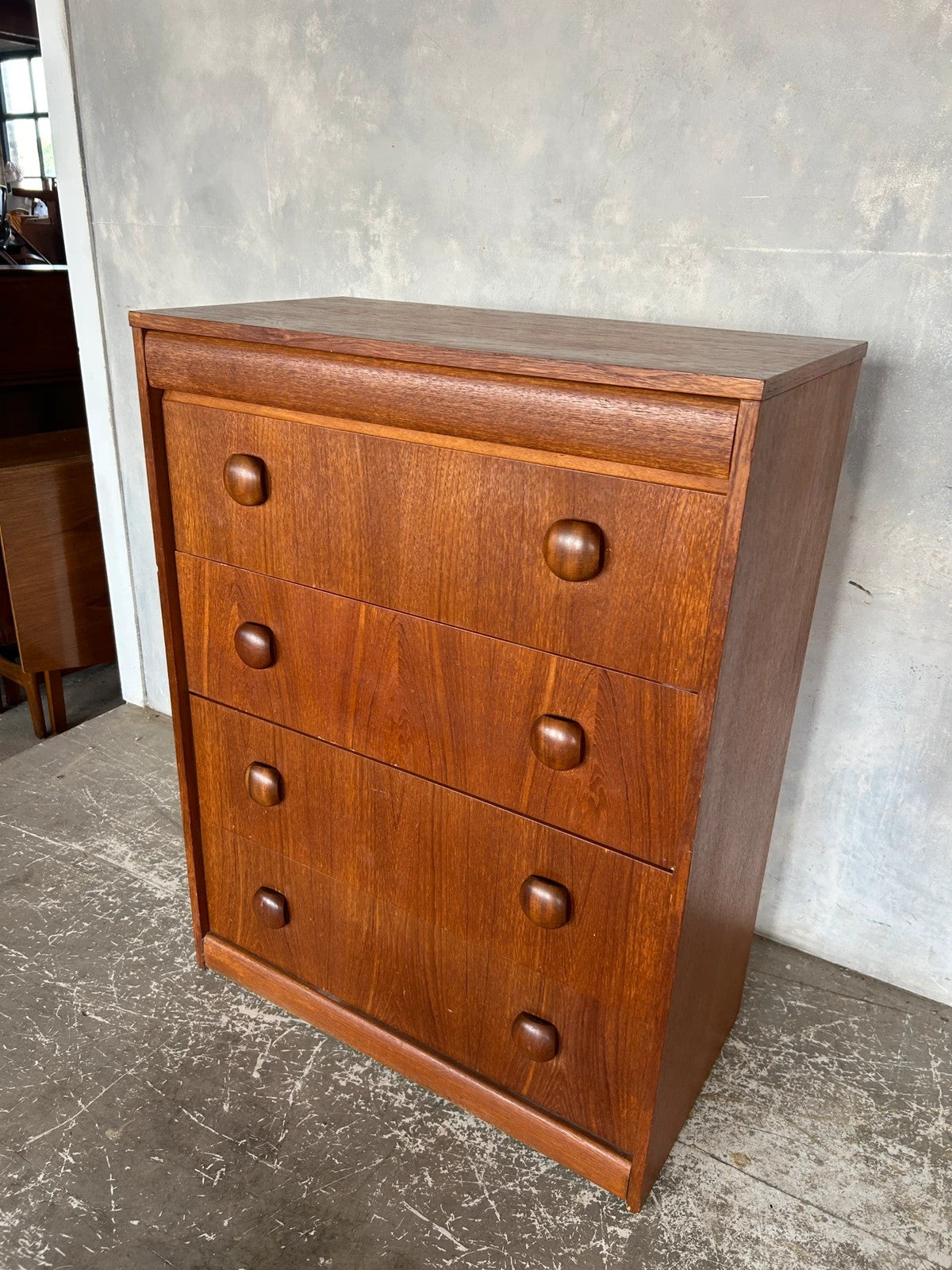 Mid Century Modern Elliot’s of Newbury Walnut Tallboy Chest of Drawers