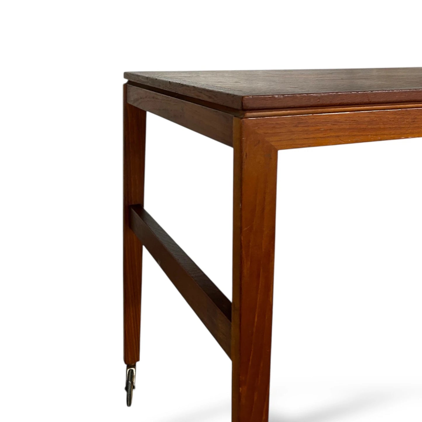 Vintage Danish Teak Drinks Trolley on Brass Castors – Mid Century Bar Cart