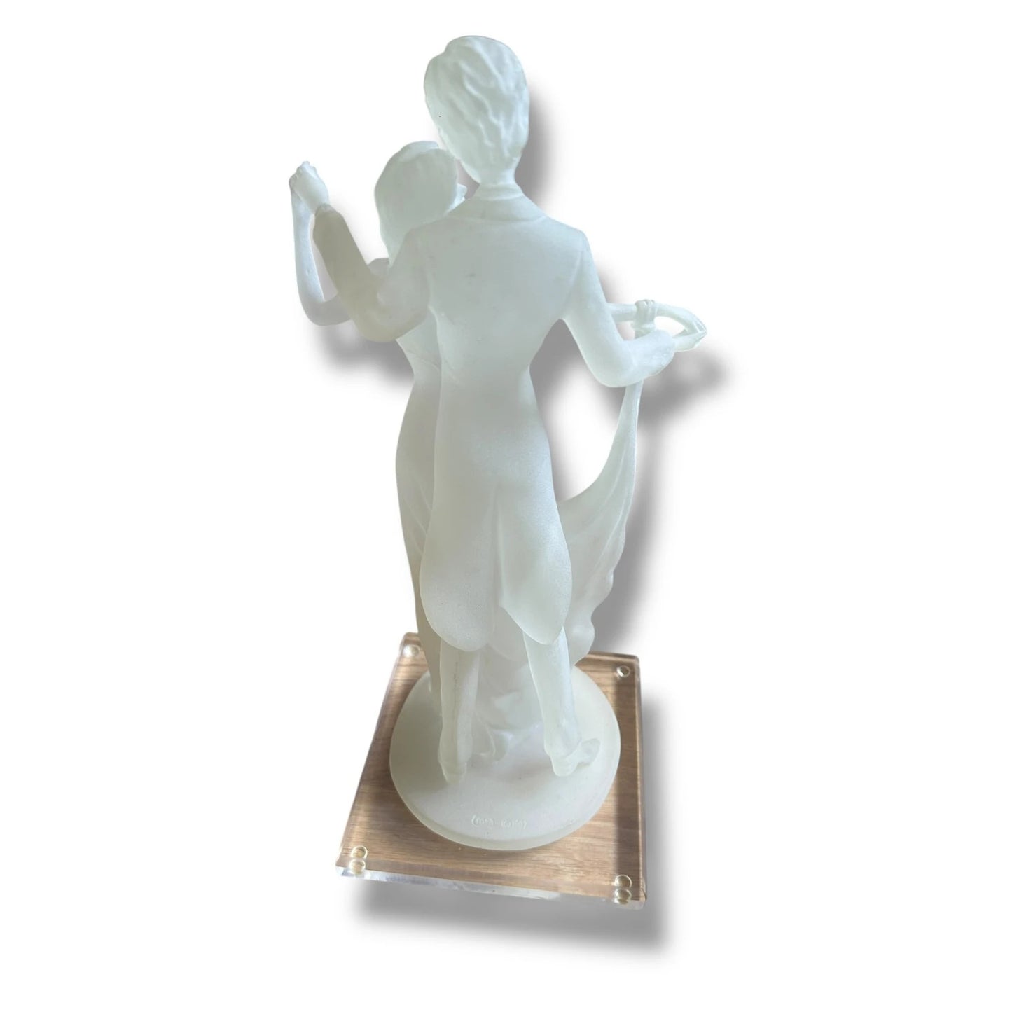 Vintage 1990s Lucite Art Deco Style Dancing Couple Sculpture Signed by Crosa