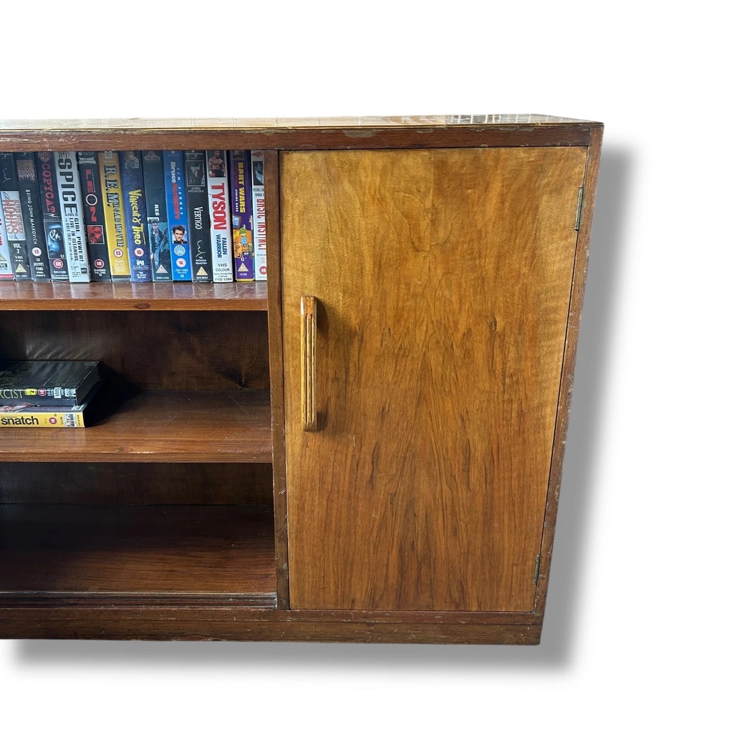 Antique 1940s Oak Bookcase Sideboard Cabinet